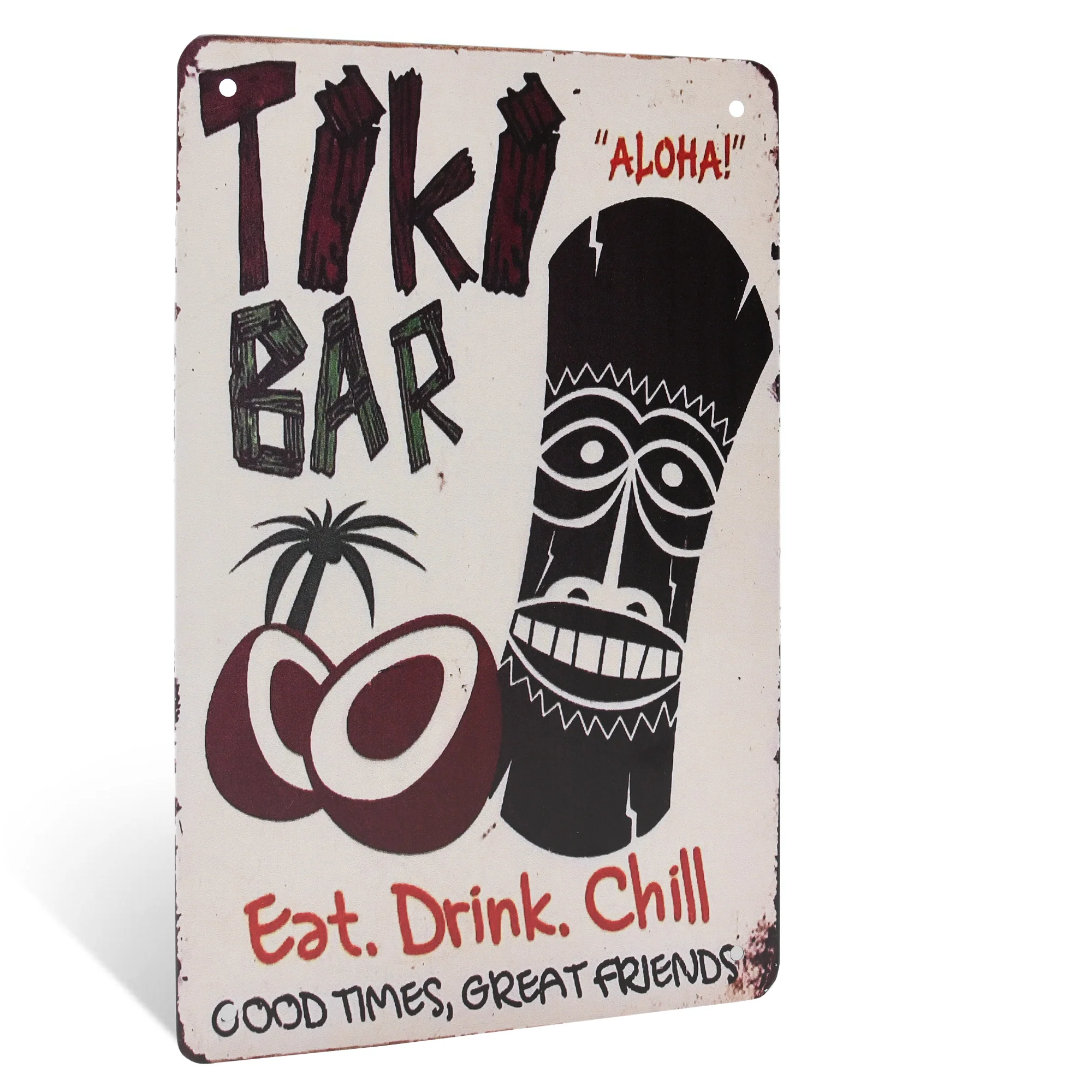 Tiki Hut Wall Tin Sign for Outdoor Bar Patio Porch Pool - Luau Party Decorations