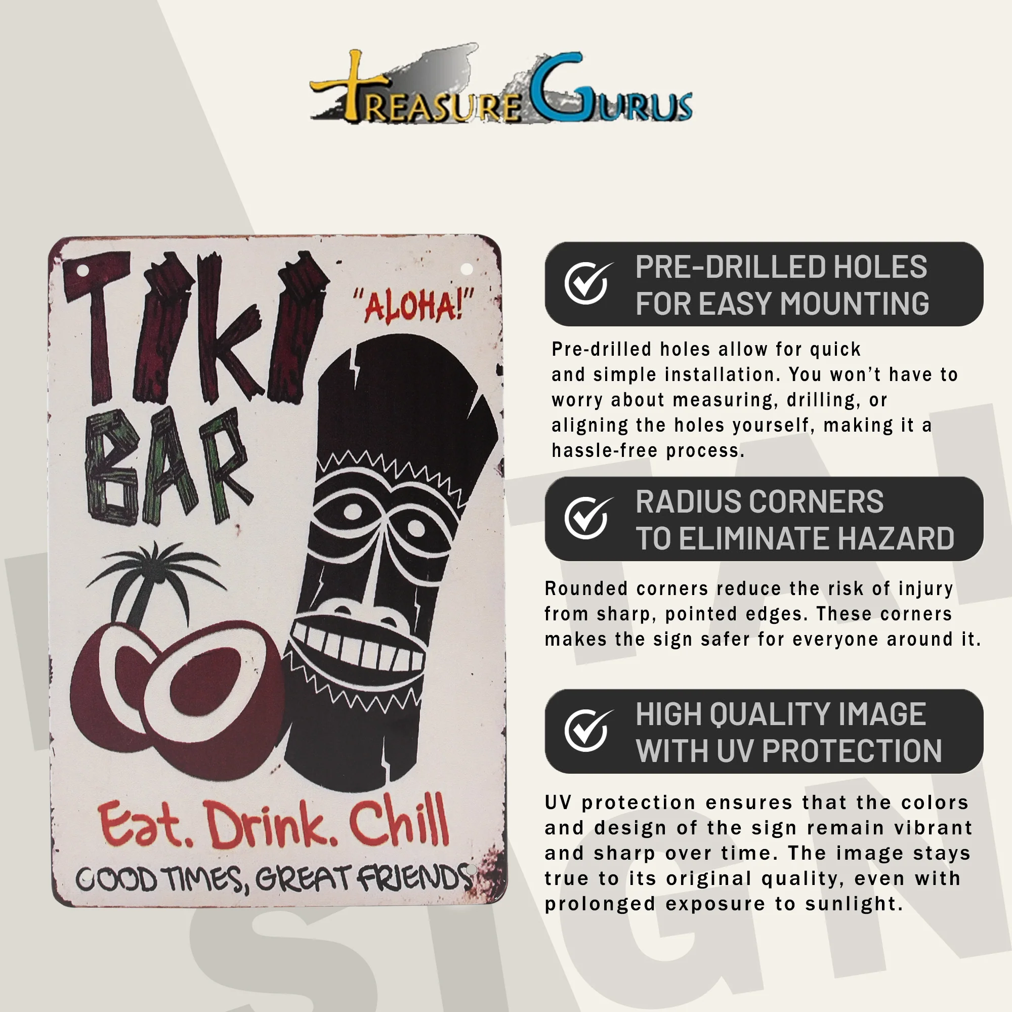 Tiki Hut Wall Tin Sign for Outdoor Bar Patio Porch Pool - Luau Party Decorations - Image 3