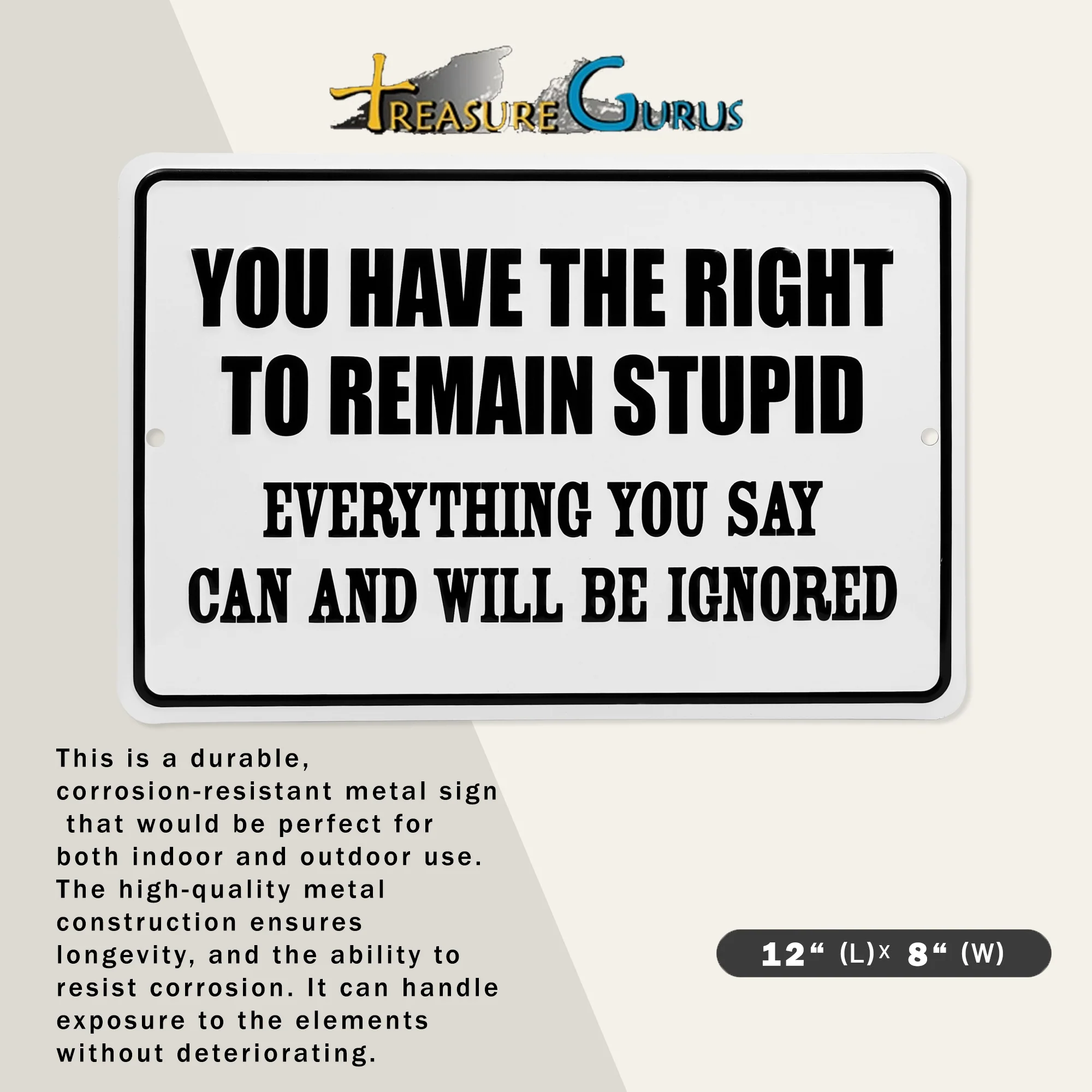 Metal Right to Remain Stupid Wall Art Sign for Man Cave Patio Bedroom Home Decor - Image 3