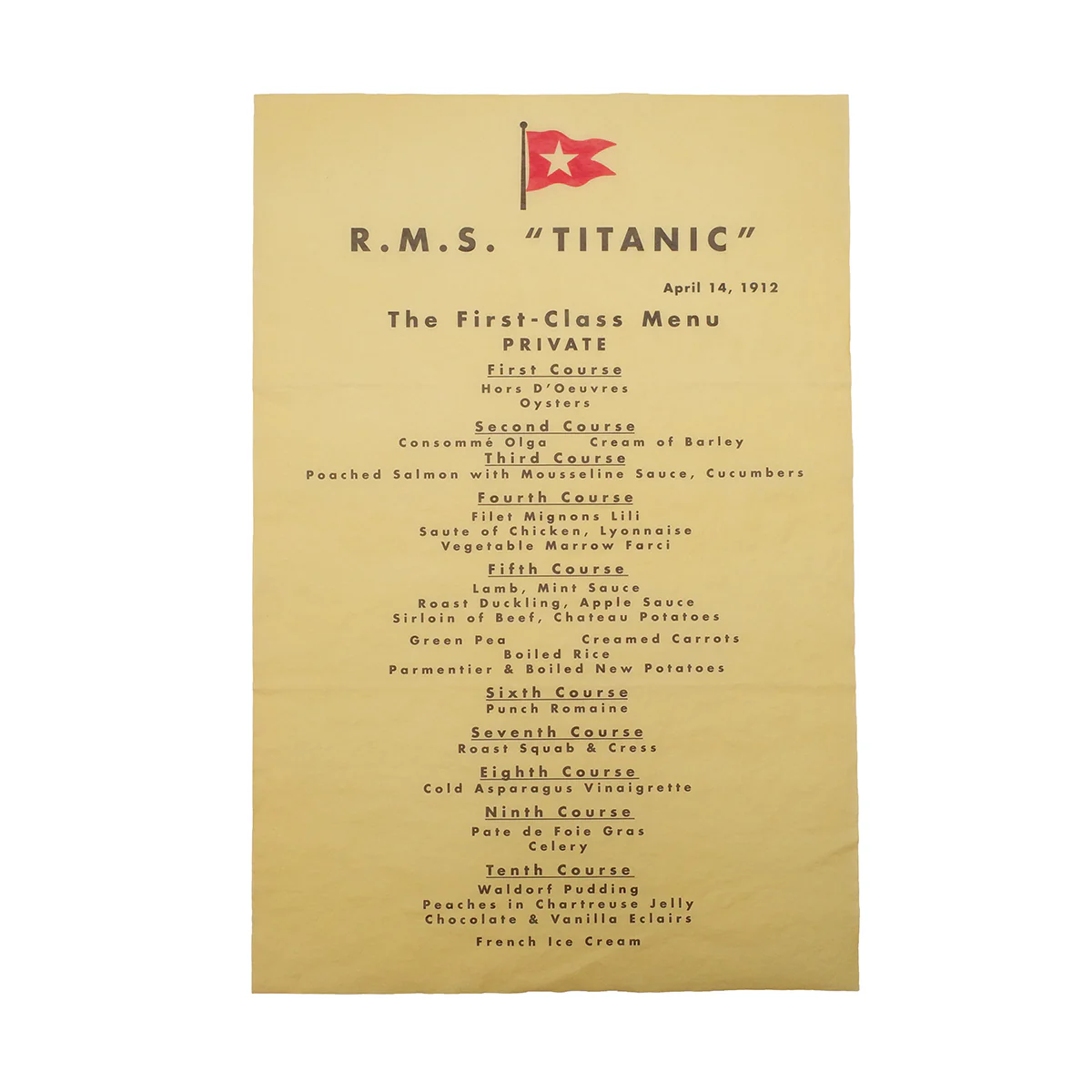 RMS Titanic White Star Line Dining Room Dinner Menu Nautical Decor Gift Wall Art