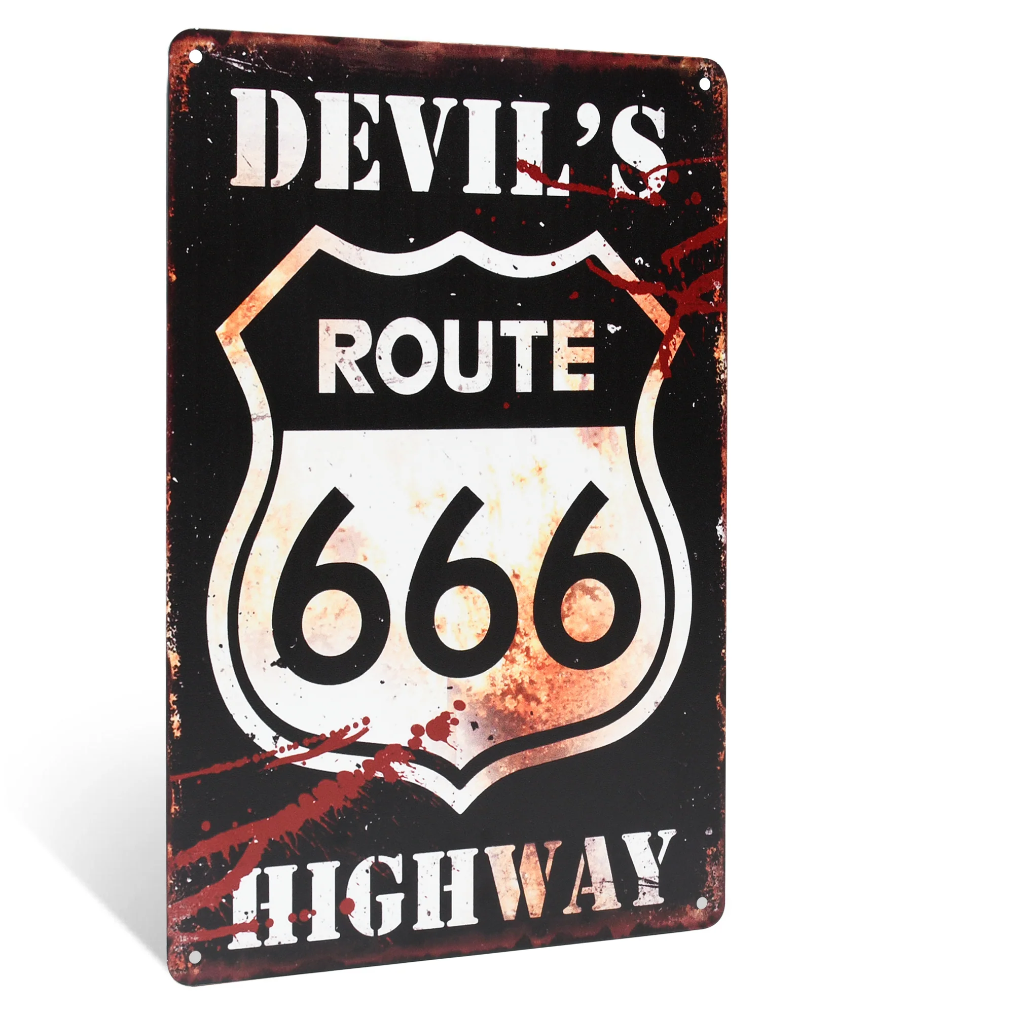 Metal Route 666 Devil's Highway Sign Man Cave Garage Shop Wall Art Room Decor