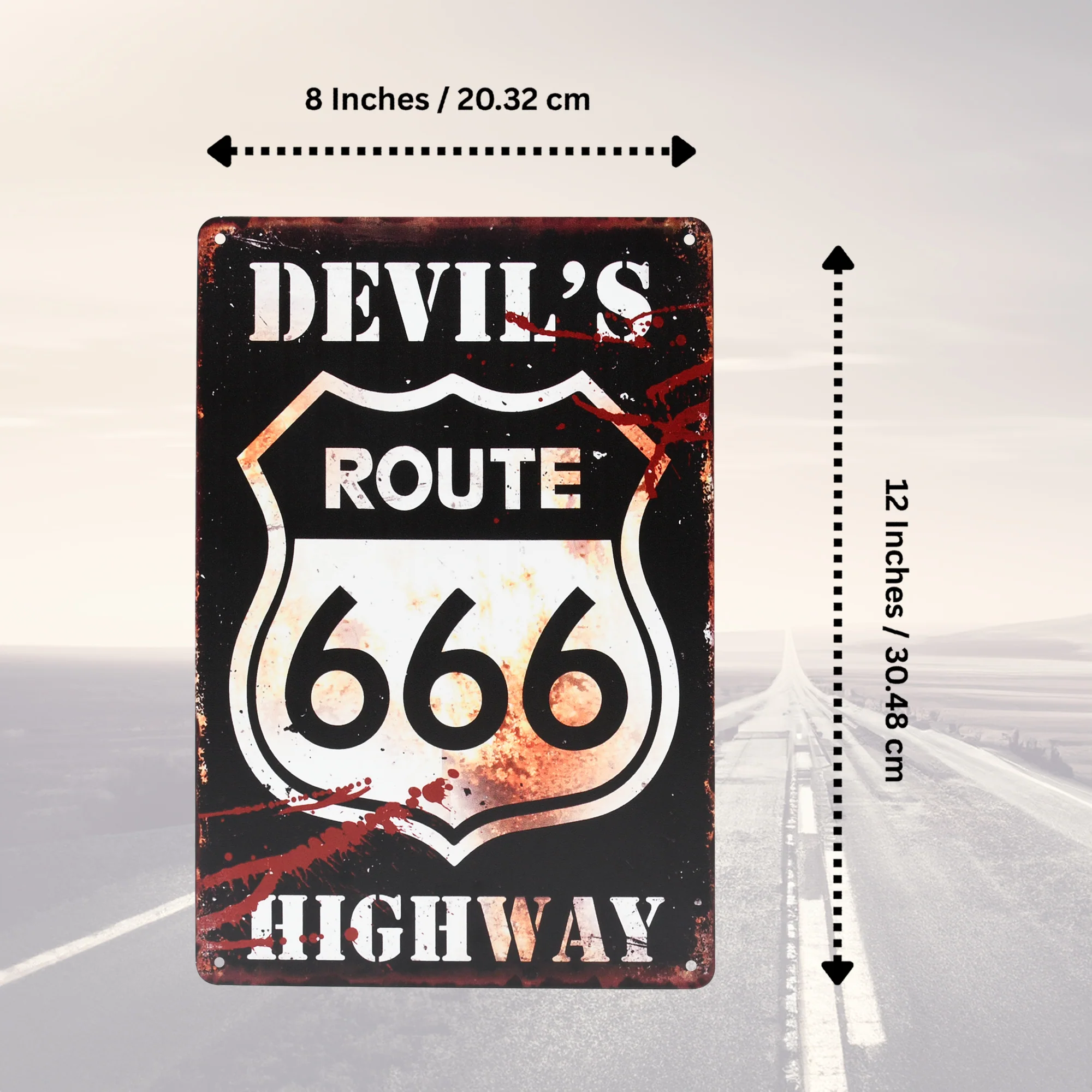 Metal Route 666 Devil's Highway Sign Man Cave Garage Shop Wall Art Room Decor - Image 5