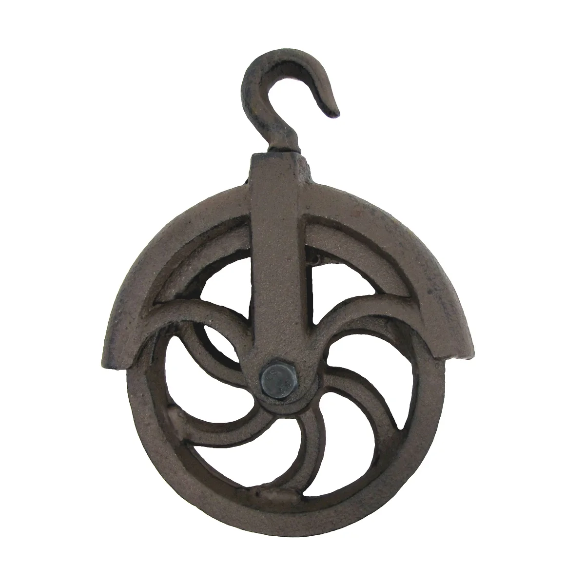 Rustic Cast Iron Hanging Cable Pulley Wheel Hook Farmhouse Country Home Decor - Image 2