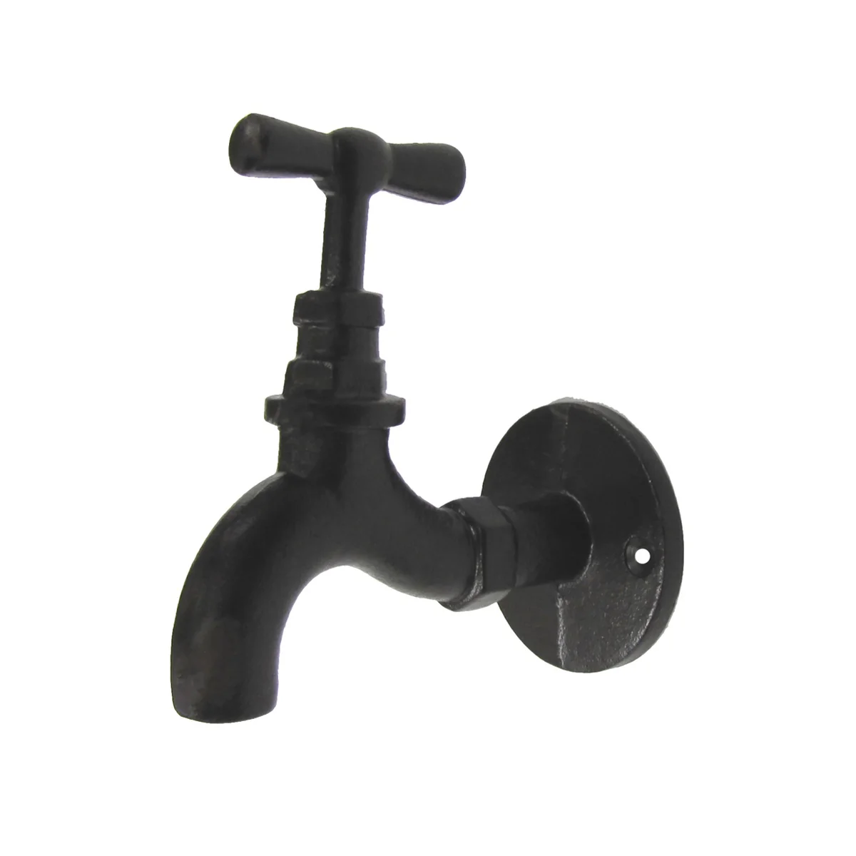 Rustic Cast Iron Water Faucet Wall Hook Spigot Towel Rack Bathroom Holder Decor