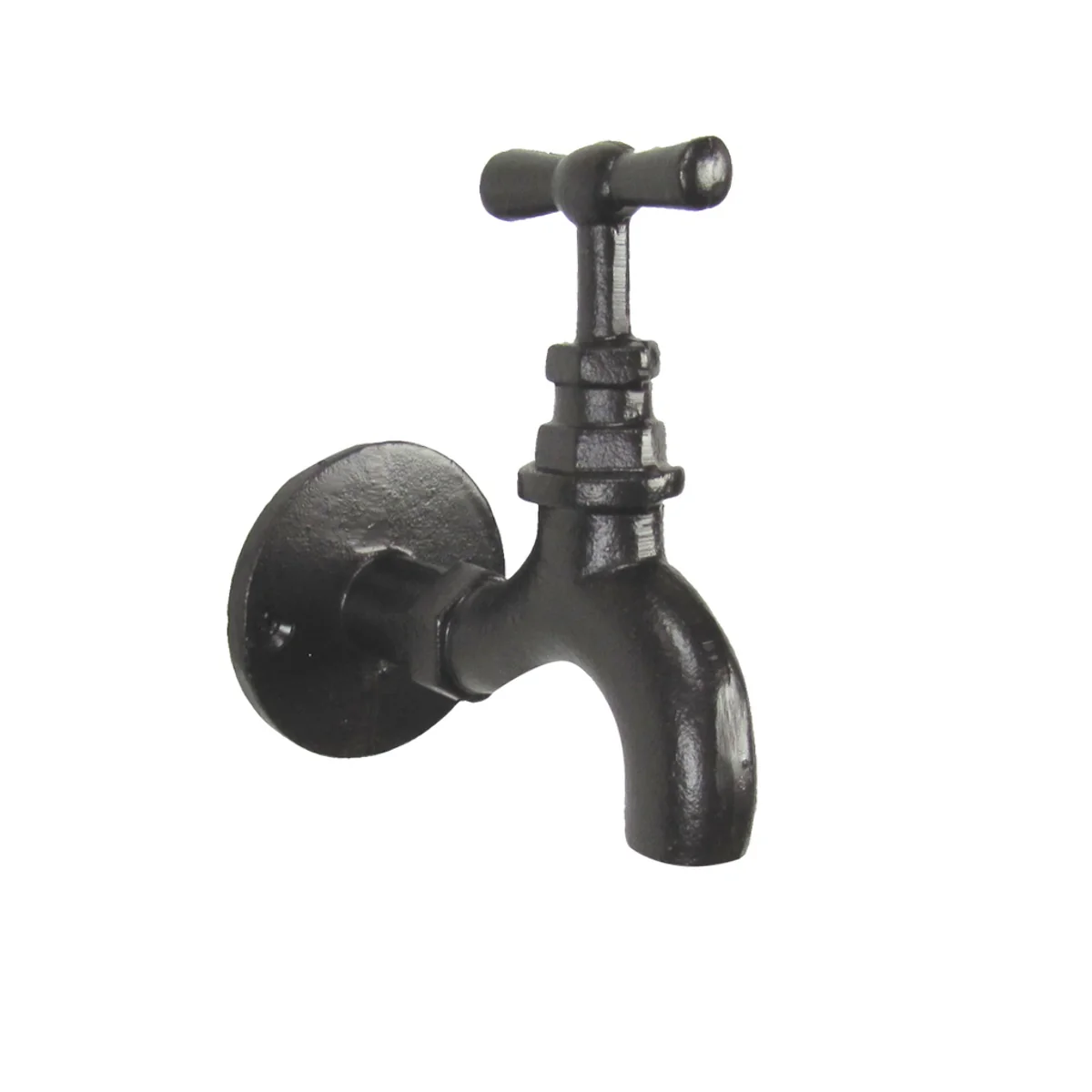 Rustic Cast Iron Water Faucet Wall Hook Spigot Towel Rack Bathroom Holder Decor - Image 3