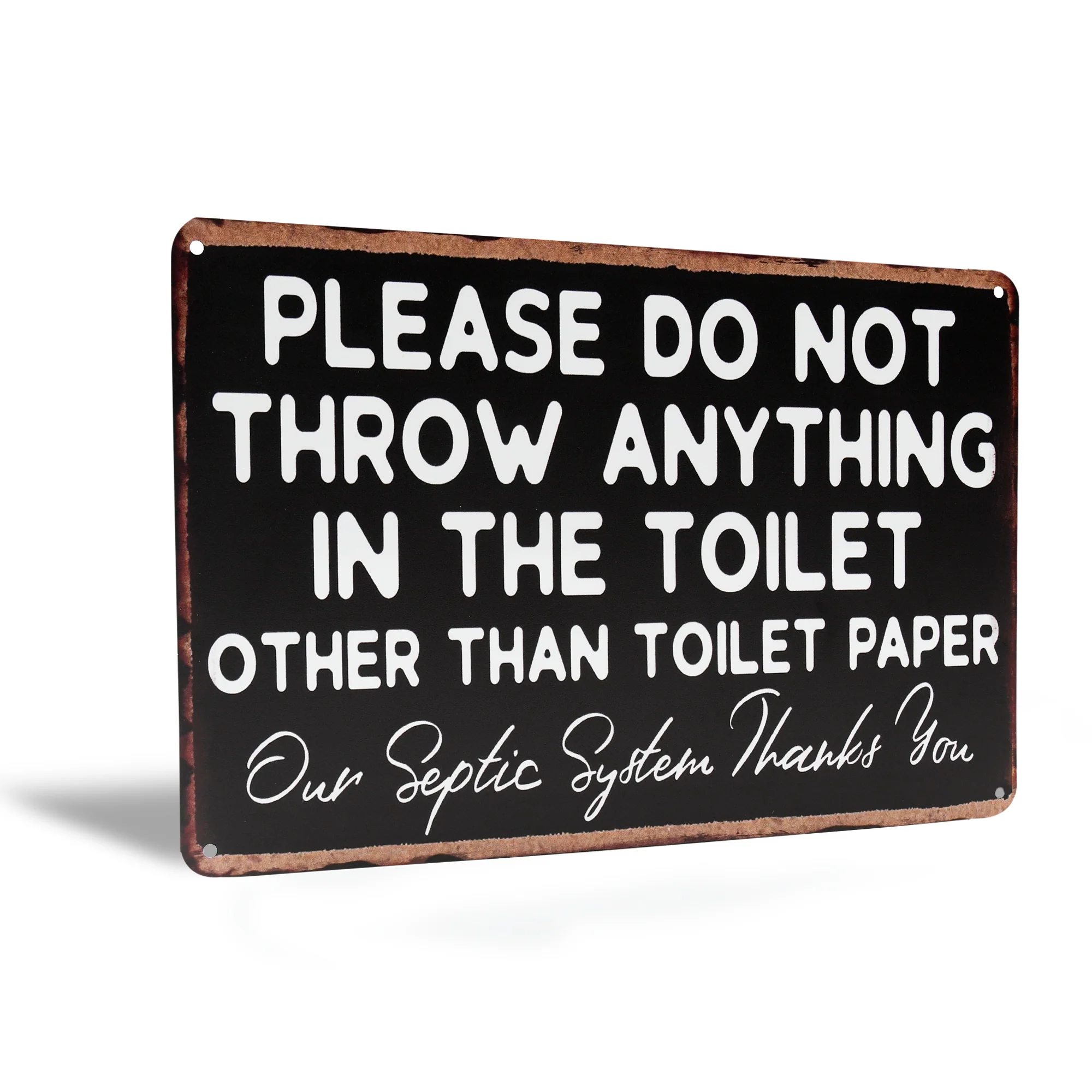 Metal Bathroom Sign Please Do Not Throw Anything Toilet Paper Septic Wall Decor