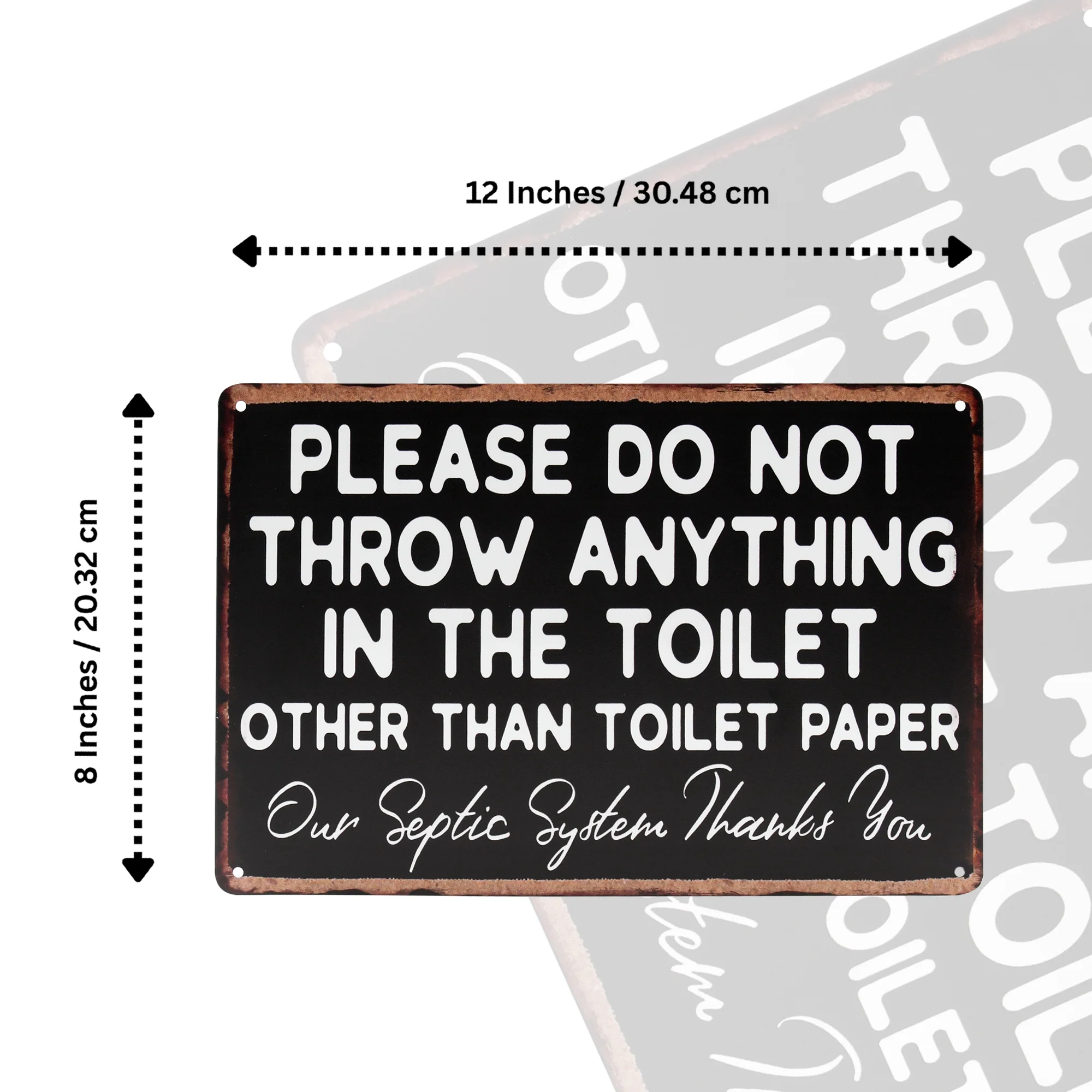 Metal Bathroom Sign Please Do Not Throw Anything Toilet Paper Septic Wall Decor - Image 6