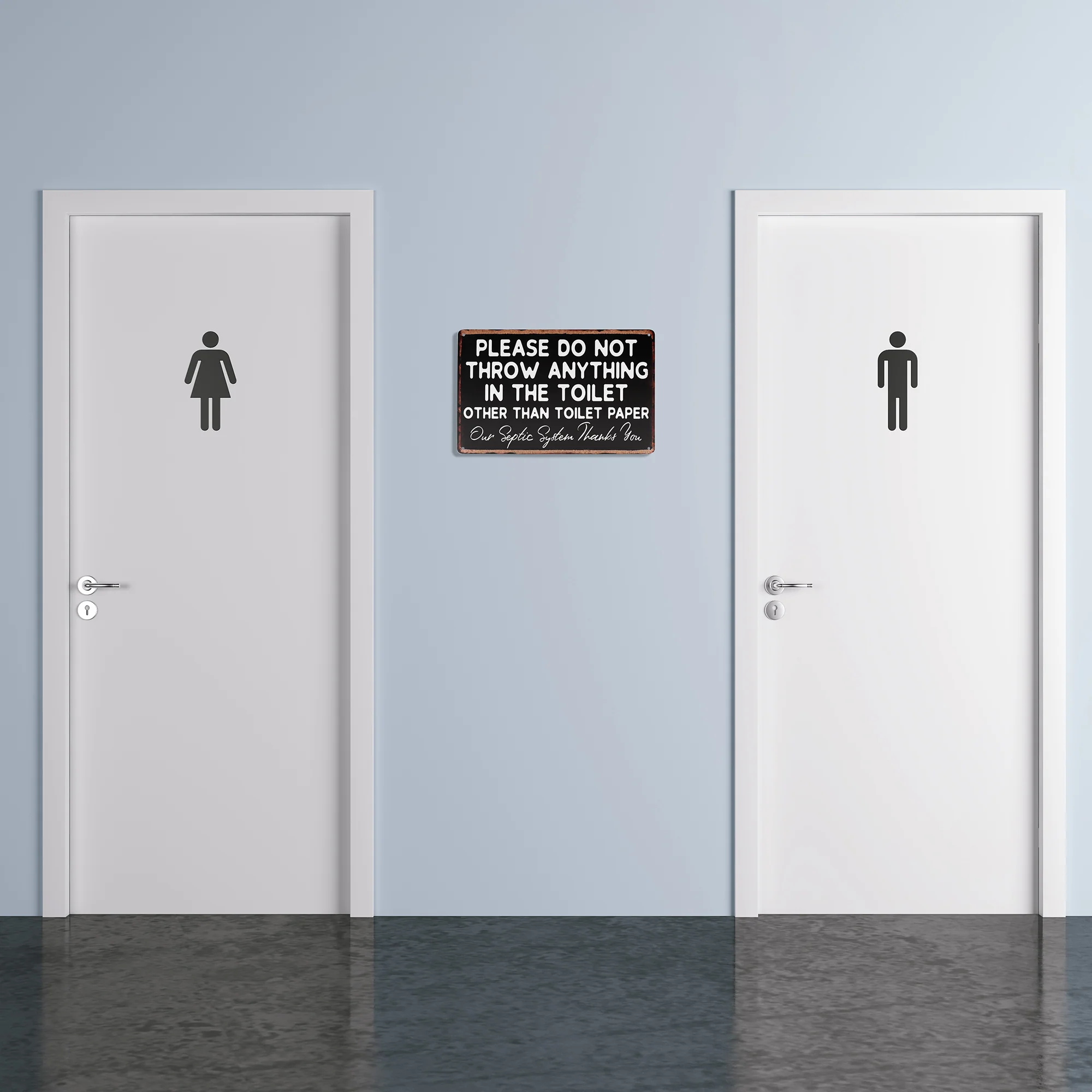 Metal Bathroom Sign Please Do Not Throw Anything Toilet Paper Septic Wall Decor - Image 9