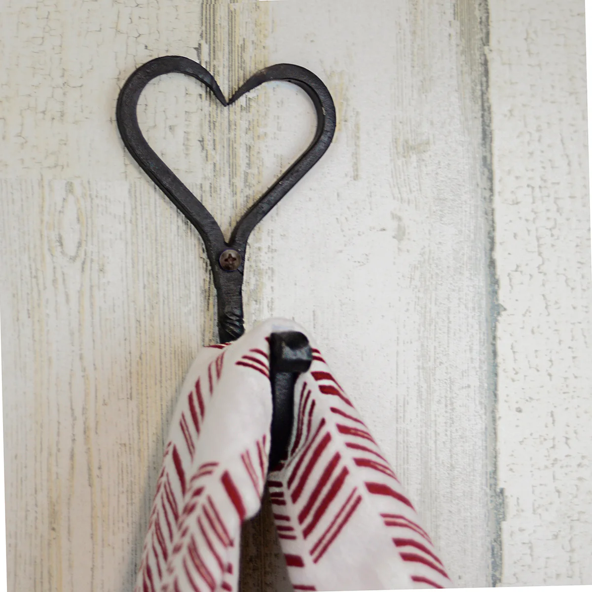 Rustic Forged Iron Heart Wall Hook Coat Hat Rack Kitchen Towel Hanger Home Decor - Image 4