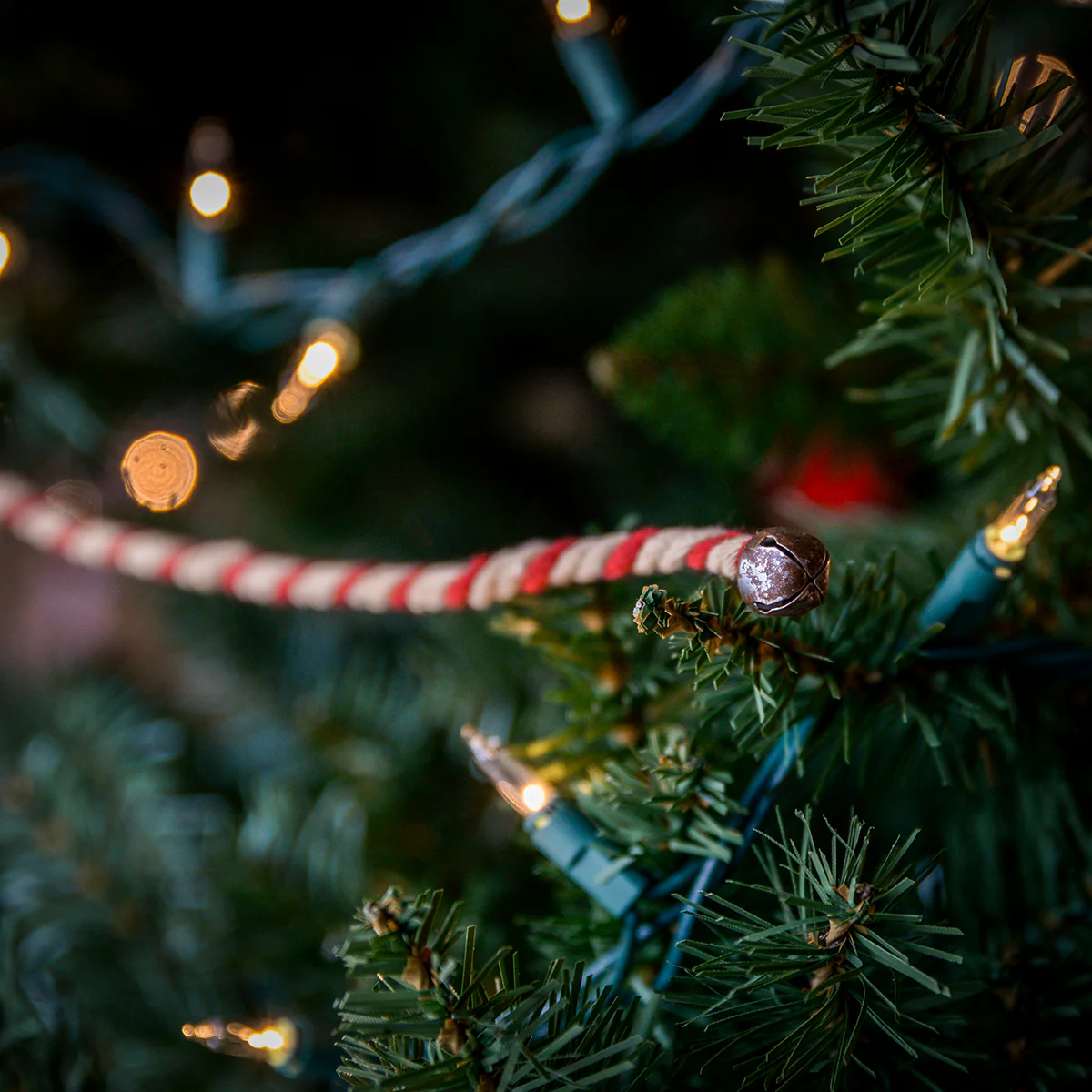 Rustic Hang Striped Rope Bell Garland Christmas Tree Ornament Holiday Xmas Decor - Image 3