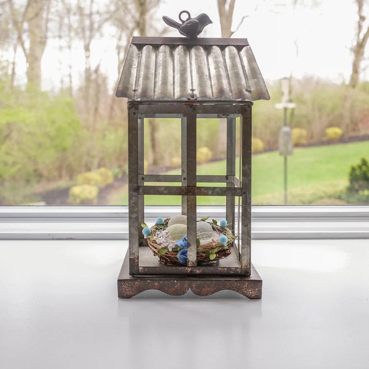 Rustic Metal Decorative Bird Cage Iron Lantern Outdoor Home Lantern Patio Decor - Image 4