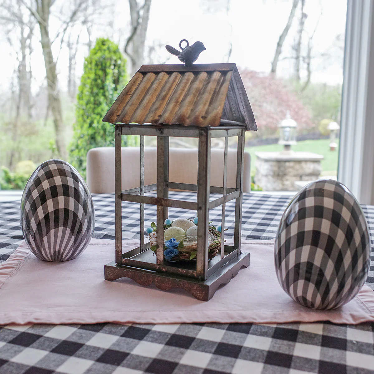 Rustic Metal Decorative Bird Cage Iron Lantern Outdoor Home Lantern Patio Decor - Image 5