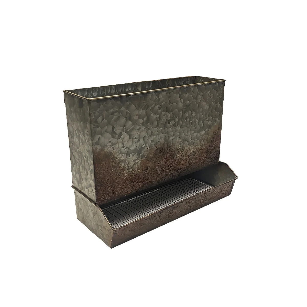 Rustic Metal Decorative Chicken Feeder Wall Hanging Planter Outdoor Garden Decor - Image 2