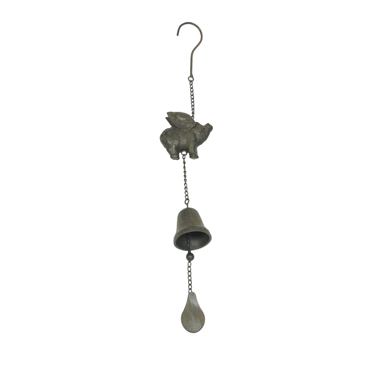 Rustic Metal Fly Pig Wing Hang Wind Chime Patio Garden Front Porch Outdoor Decor
