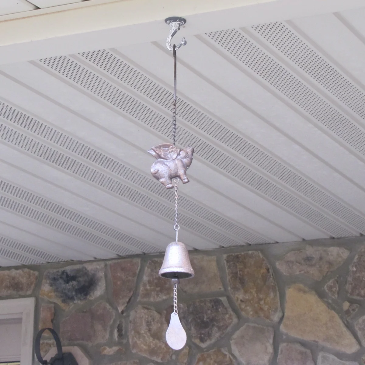 Rustic Metal Fly Pig Wing Hang Wind Chime Patio Garden Front Porch Outdoor Decor - Image 4