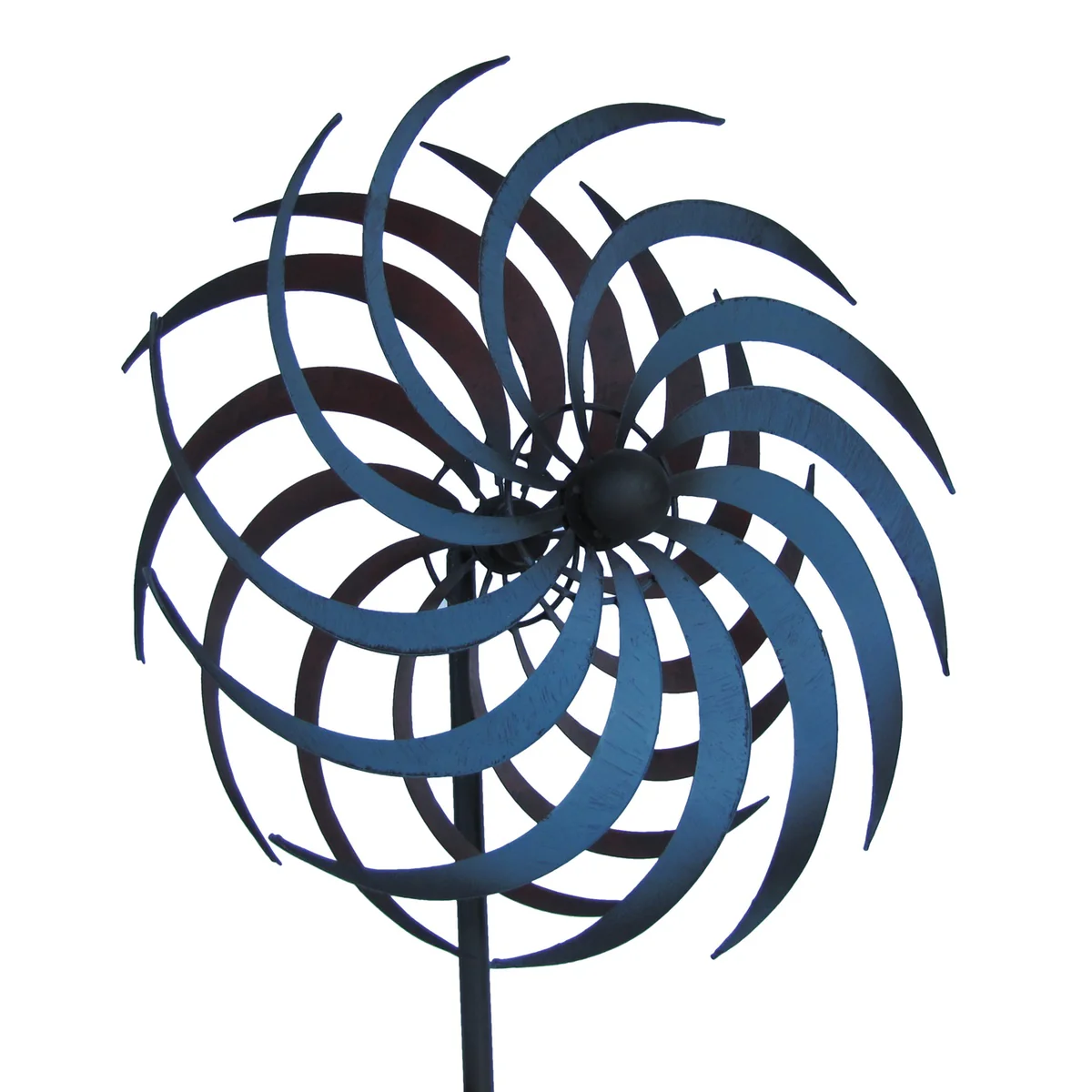 Rustic Metal Garden Art Double Pinwheel Yard Wind Spinner Lawn Ornament Decor