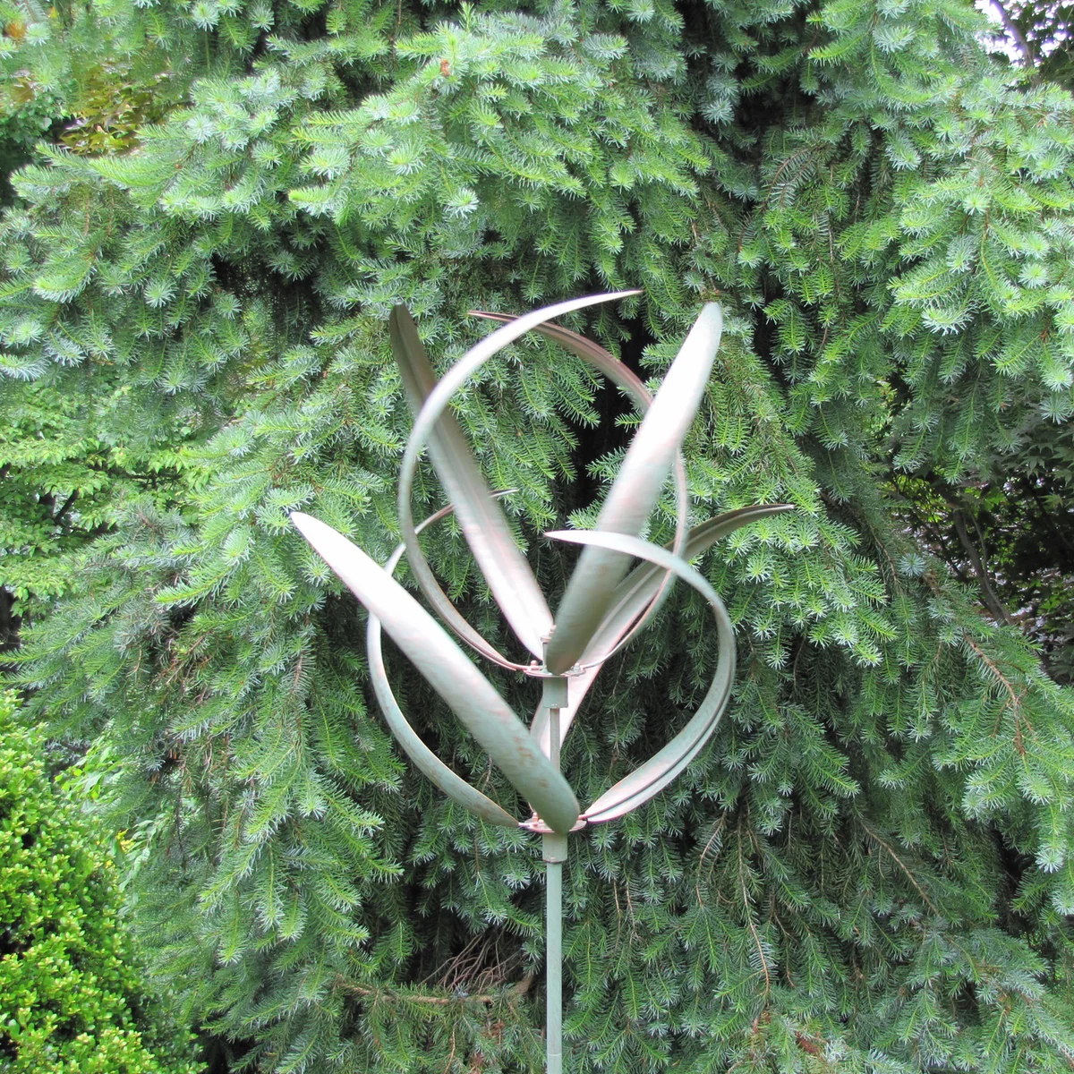 Rustic Metal Garden Art Yard Huge Double Blade Wind Spinner Lawn Ornament Decor - Image 3
