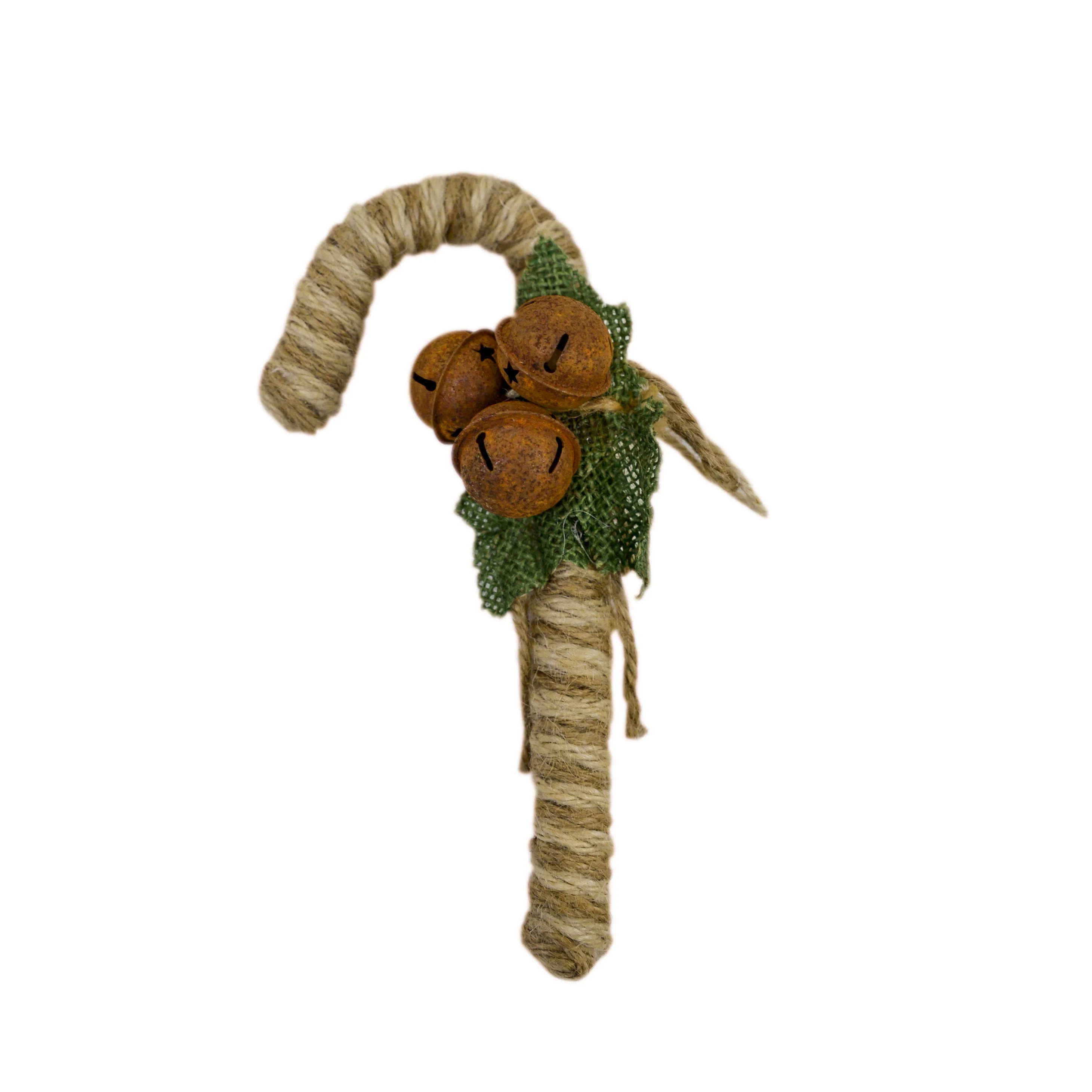 Rustic Natural Jute Bell Candy Cane Christmas Tree Ornament Holiday Xmas Decor