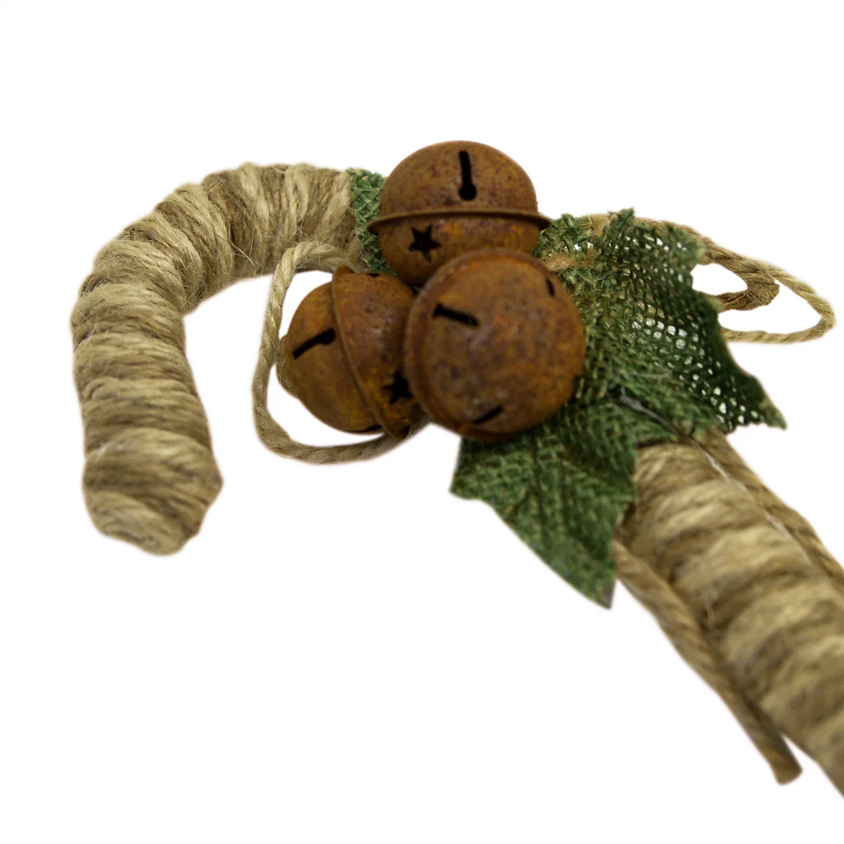 Rustic Natural Jute Bell Candy Cane Christmas Tree Ornament Holiday Xmas Decor - Image 2
