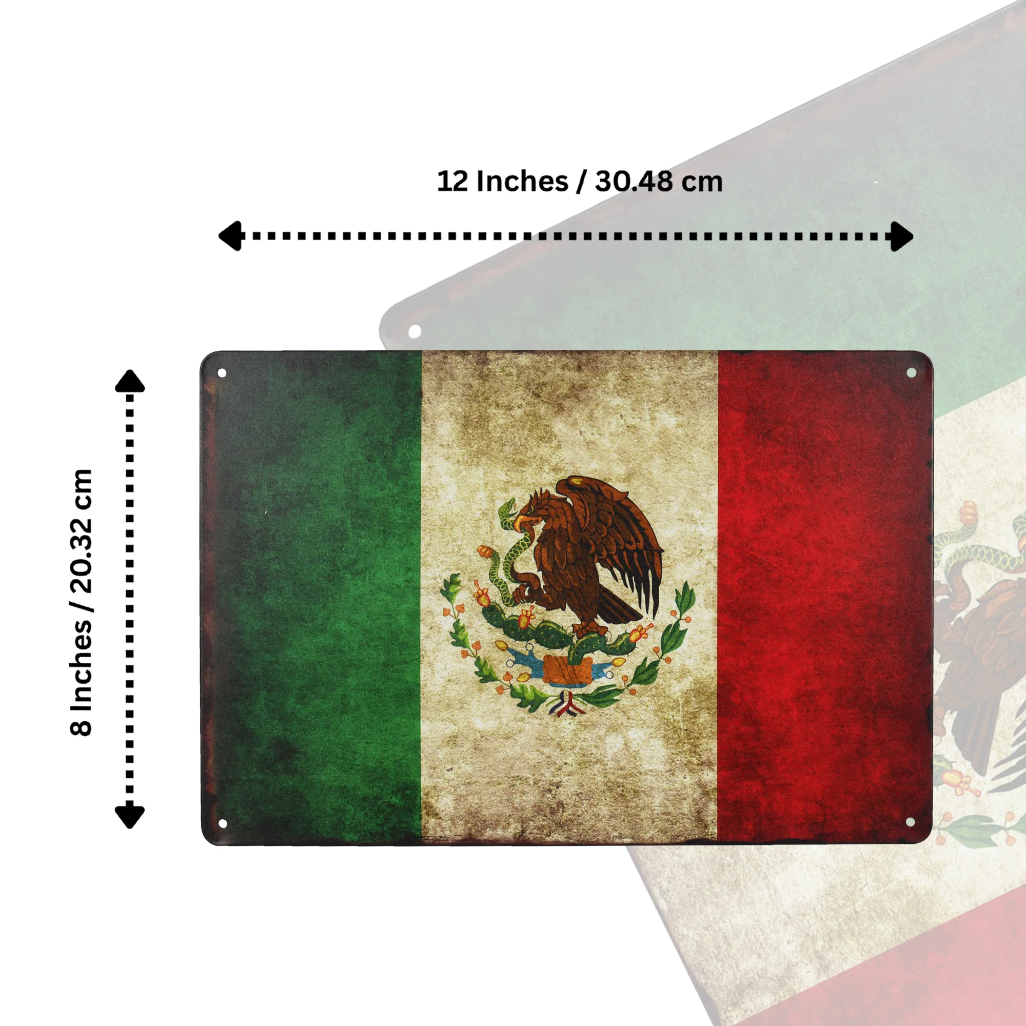 Metal Mexican Flag Sign Bandera de Mexico Spanish Wall Art Home Decor Man Cave - Image 5