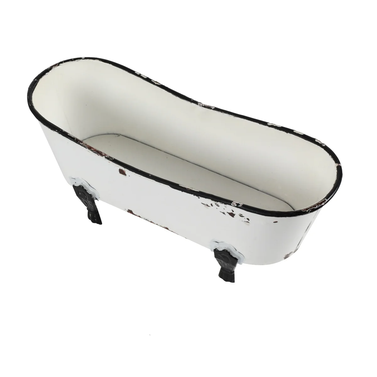 Rustic White Enamel Clawfoot Bath Tub Bathroom Soap Holder Home Garden Pot Decor