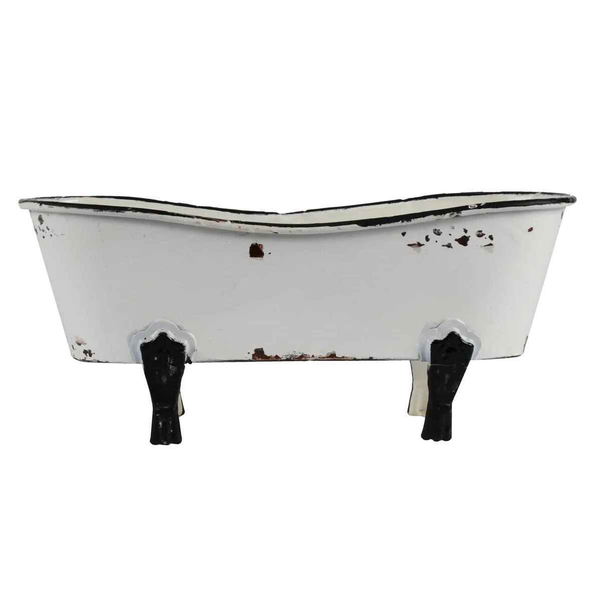 Rustic White Enamel Clawfoot Bath Tub Bathroom Soap Holder Home Garden Pot Decor - Image 2