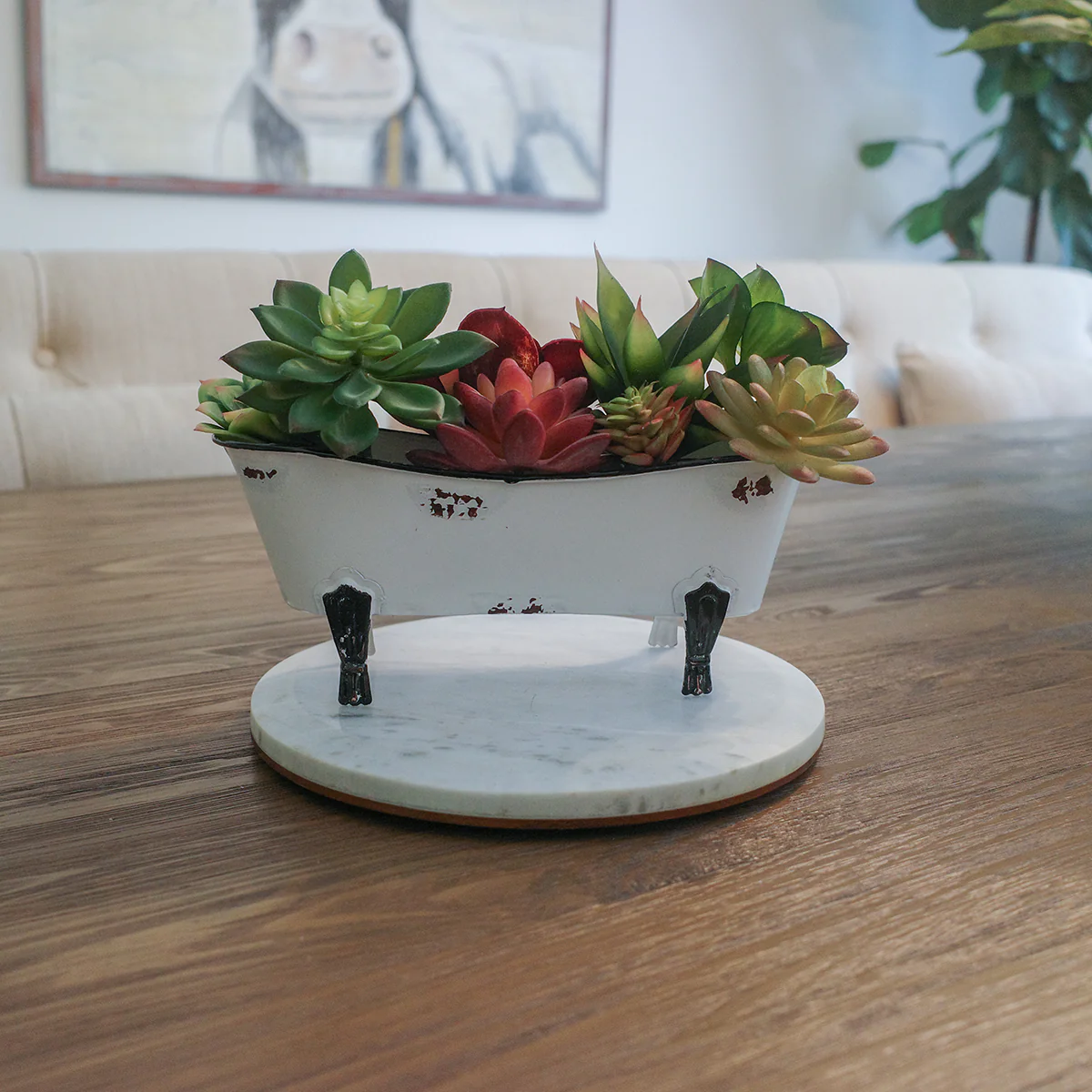 Rustic White Enamel Clawfoot Bath Tub Bathroom Soap Holder Home Garden Pot Decor - Image 4