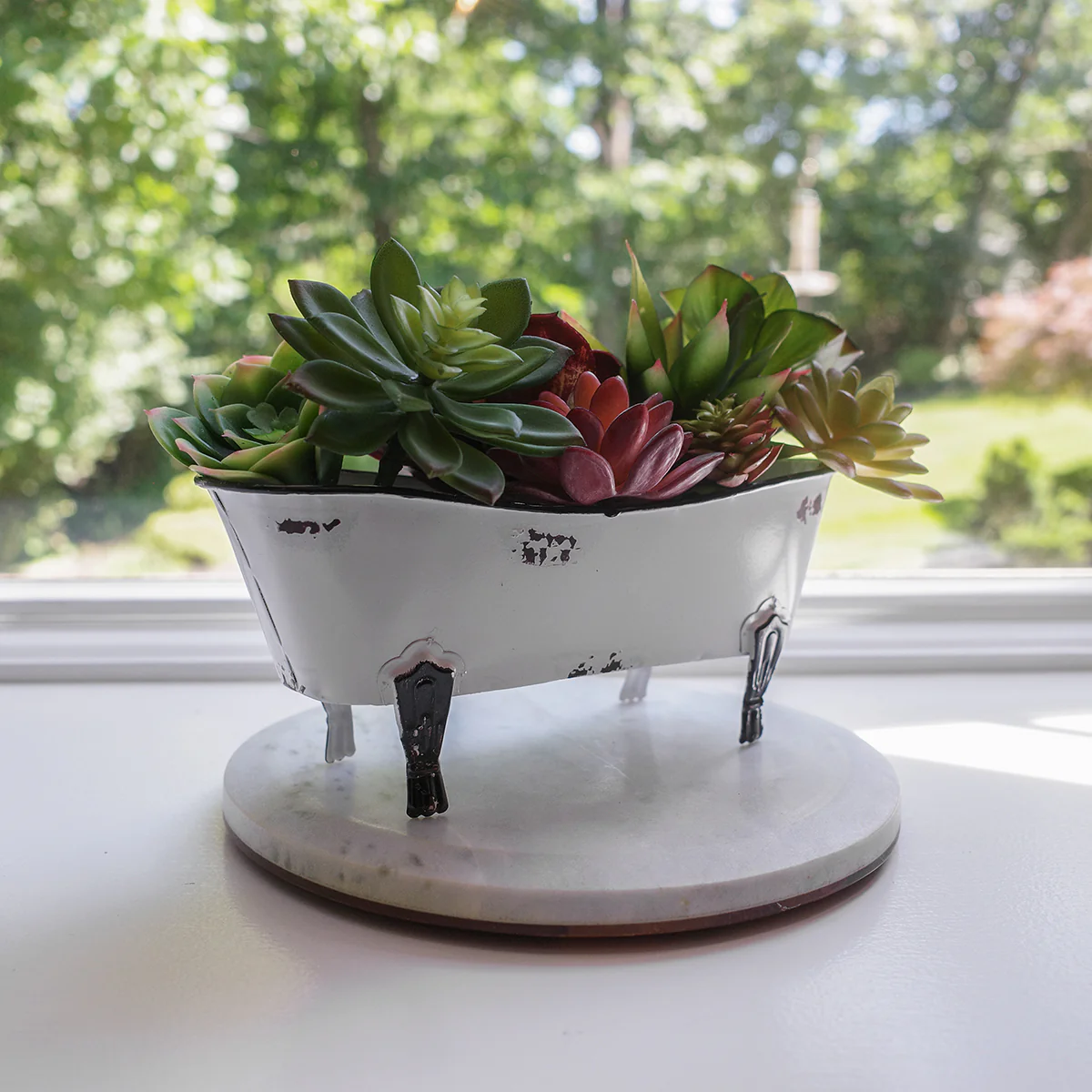 Rustic White Enamel Clawfoot Bath Tub Bathroom Soap Holder Home Garden Pot Decor - Image 5