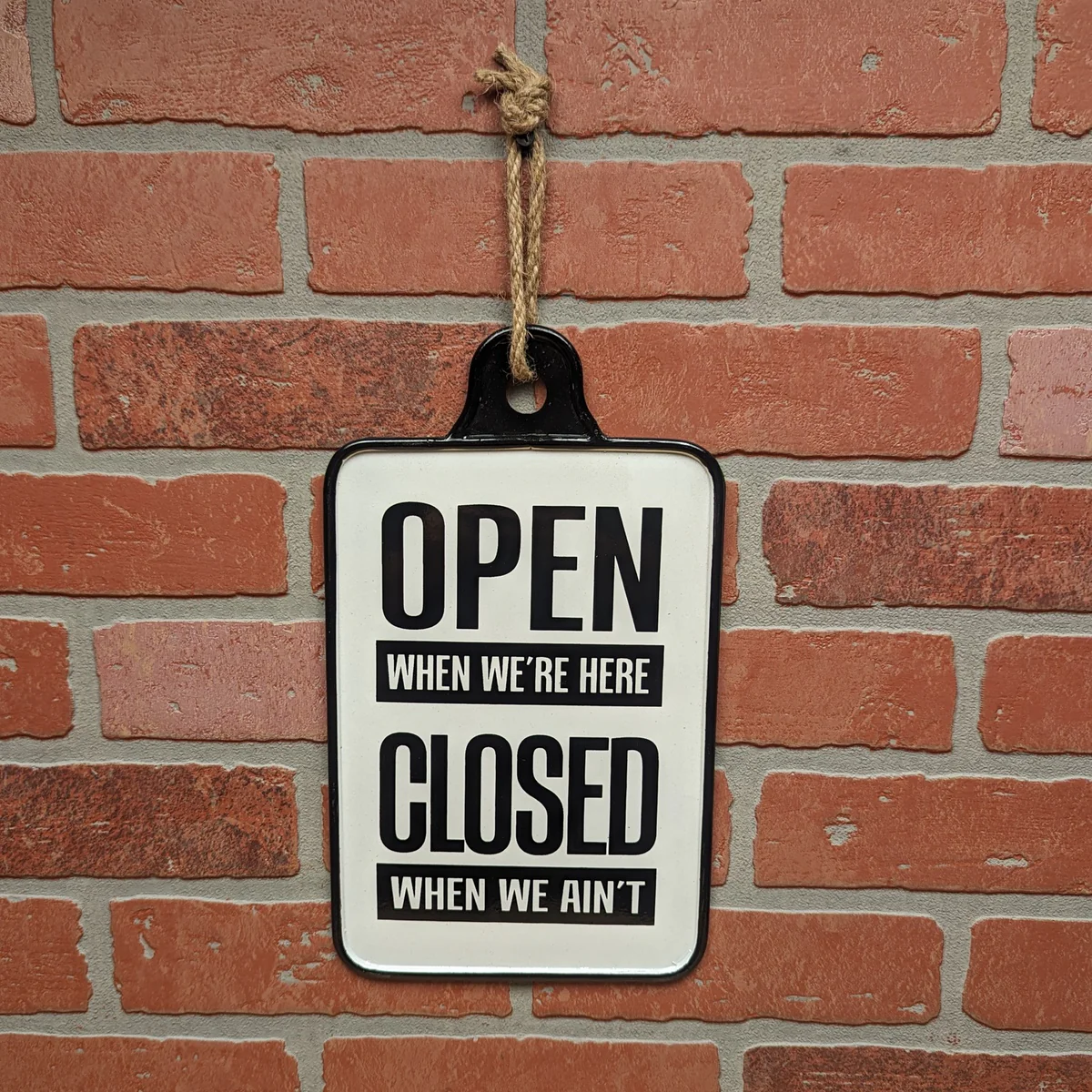 Rustic White Enamel Hanging Rope Open Closed Sign Door Business Shop Wall Decor - Image 3