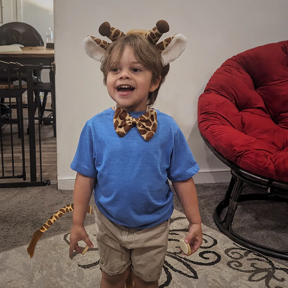 Safari Giraffe Zoo Animal Dress Up Kit Ears Headband Tail Tie Halloween Costume - Image 2