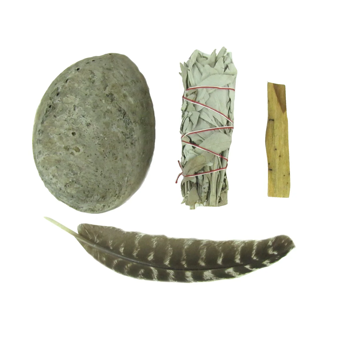 Sage Feather Palo Santo Wood Abalone Smudge House Kit Spiritual Healing Cleanse - Image 2