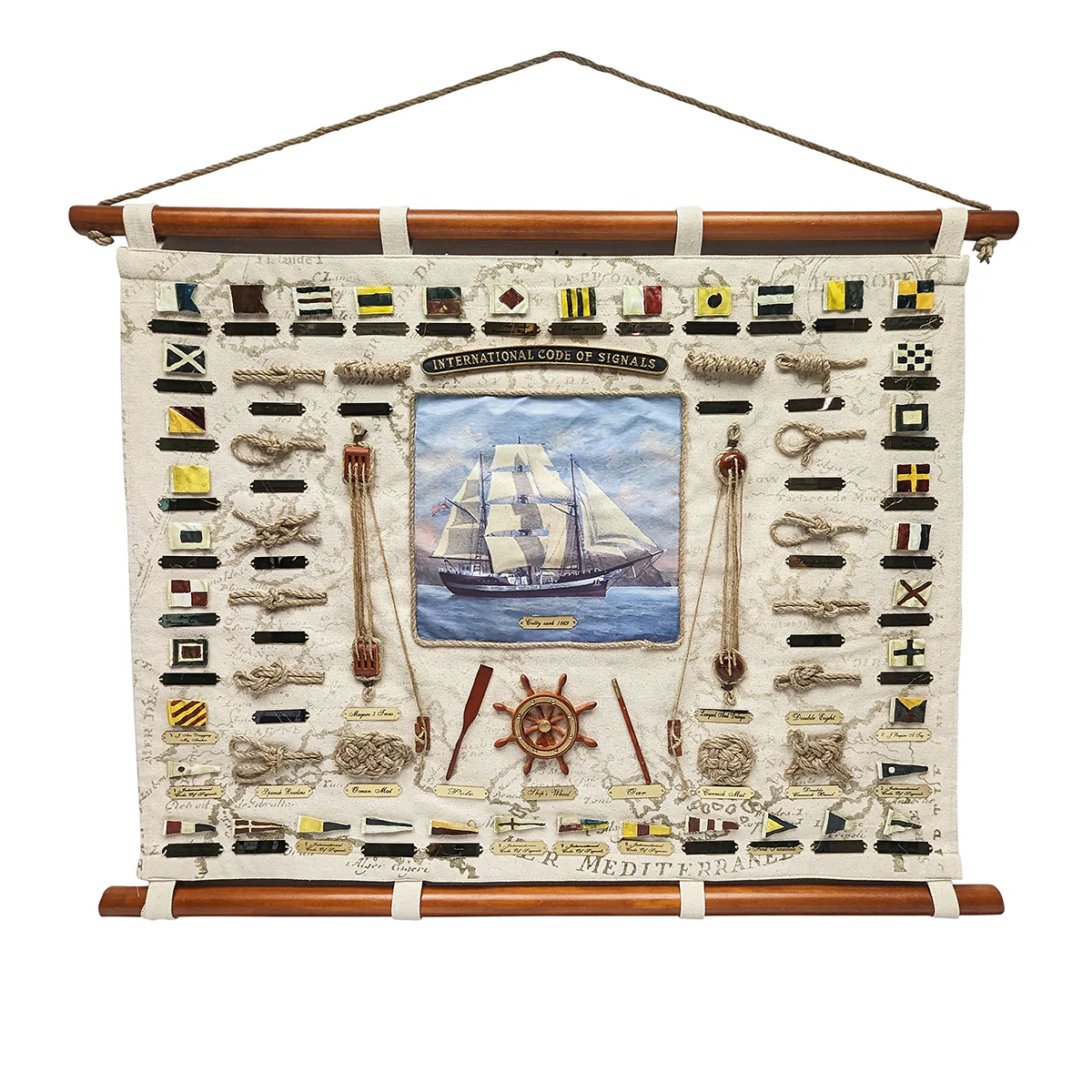 Sailing Knots Boat Code Flags Display Canvas Nautical Home Decor Beach Wall Art