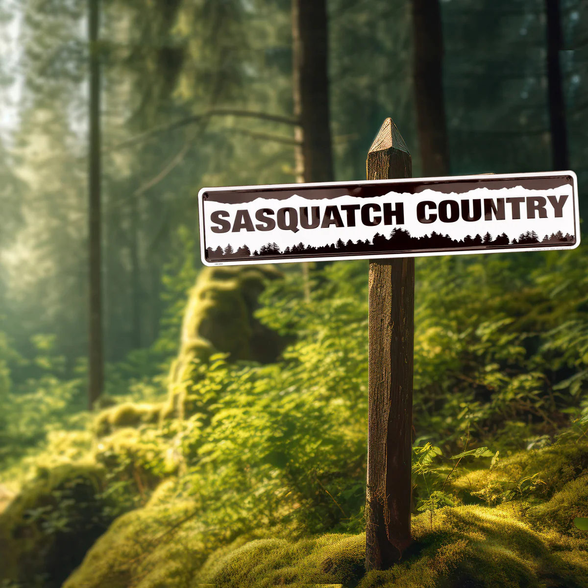 Sasquatch Country Road Tin Street Sign Rustic Cabin Bigfoot Man Cave Home Decor - Image 5