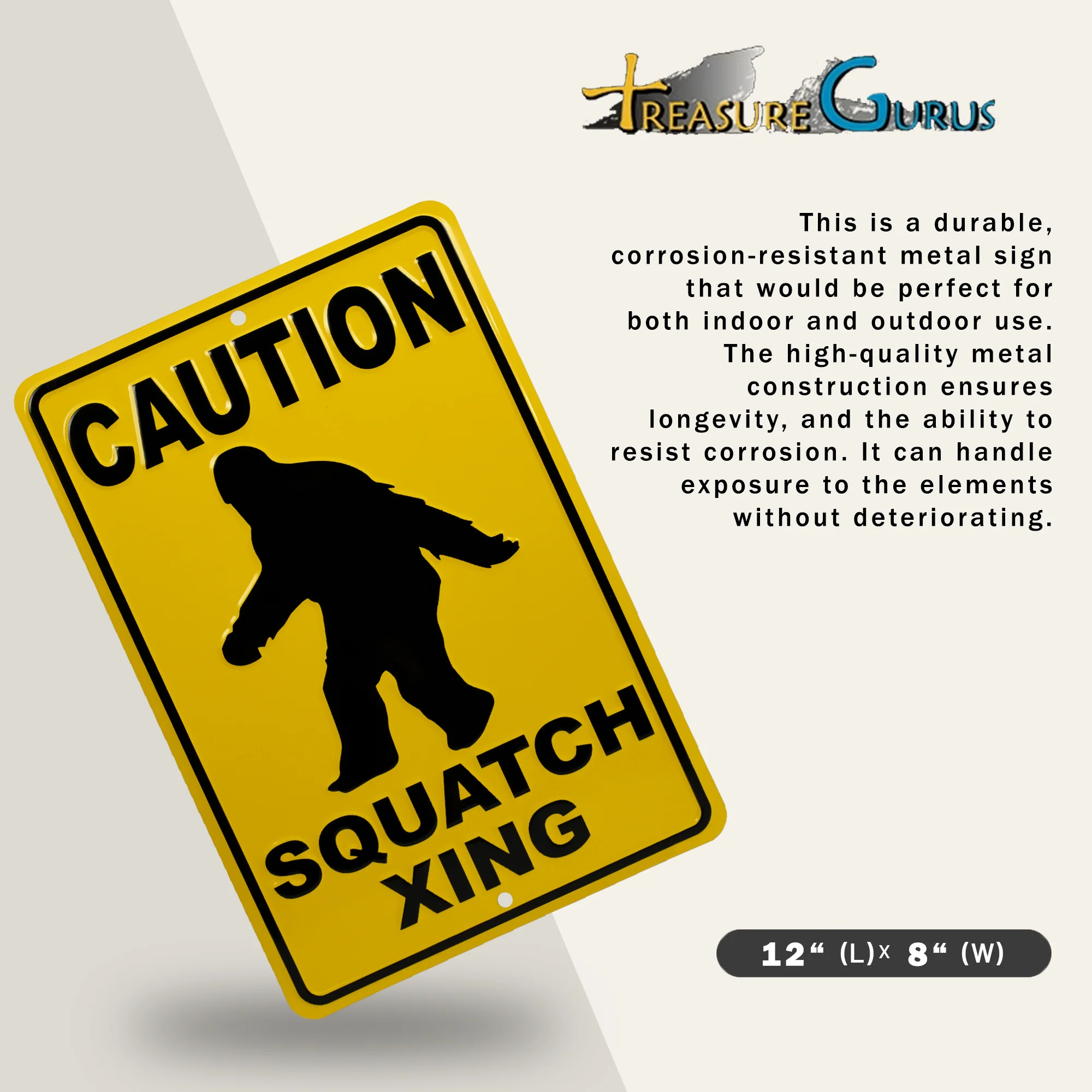 Metal Sasquatch Xing Sign Funny Warning Bigfoot Sign Yard Man Cave Room Decor - Image 4
