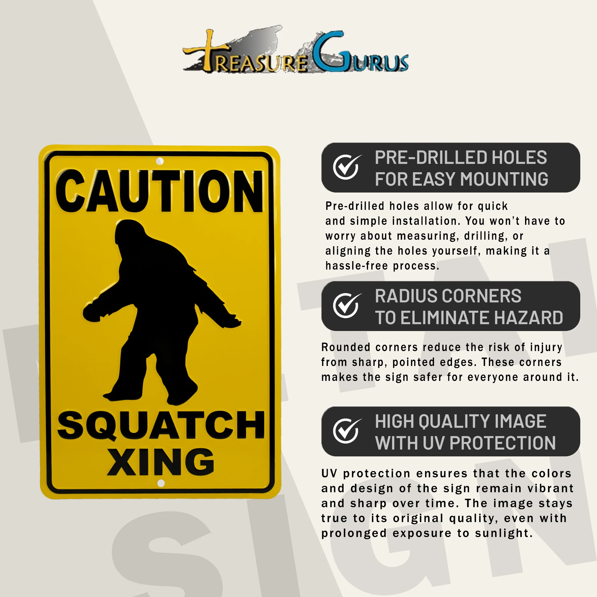 Metal Sasquatch Xing Sign Funny Warning Bigfoot Sign Yard Man Cave Room Decor - Image 5