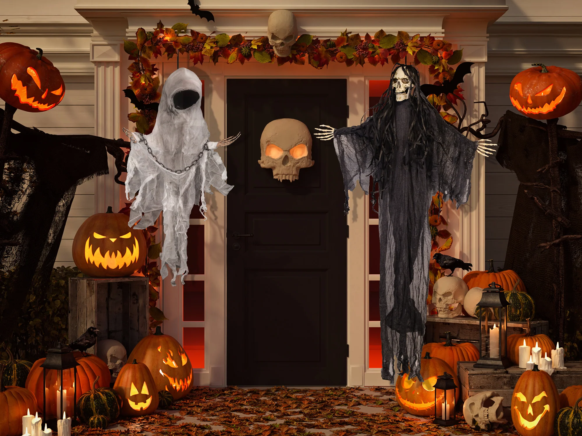 Scary Grim Reaper Light Up Animated Skeleton Ghost Outdoor Halloween Decorations - Image 4