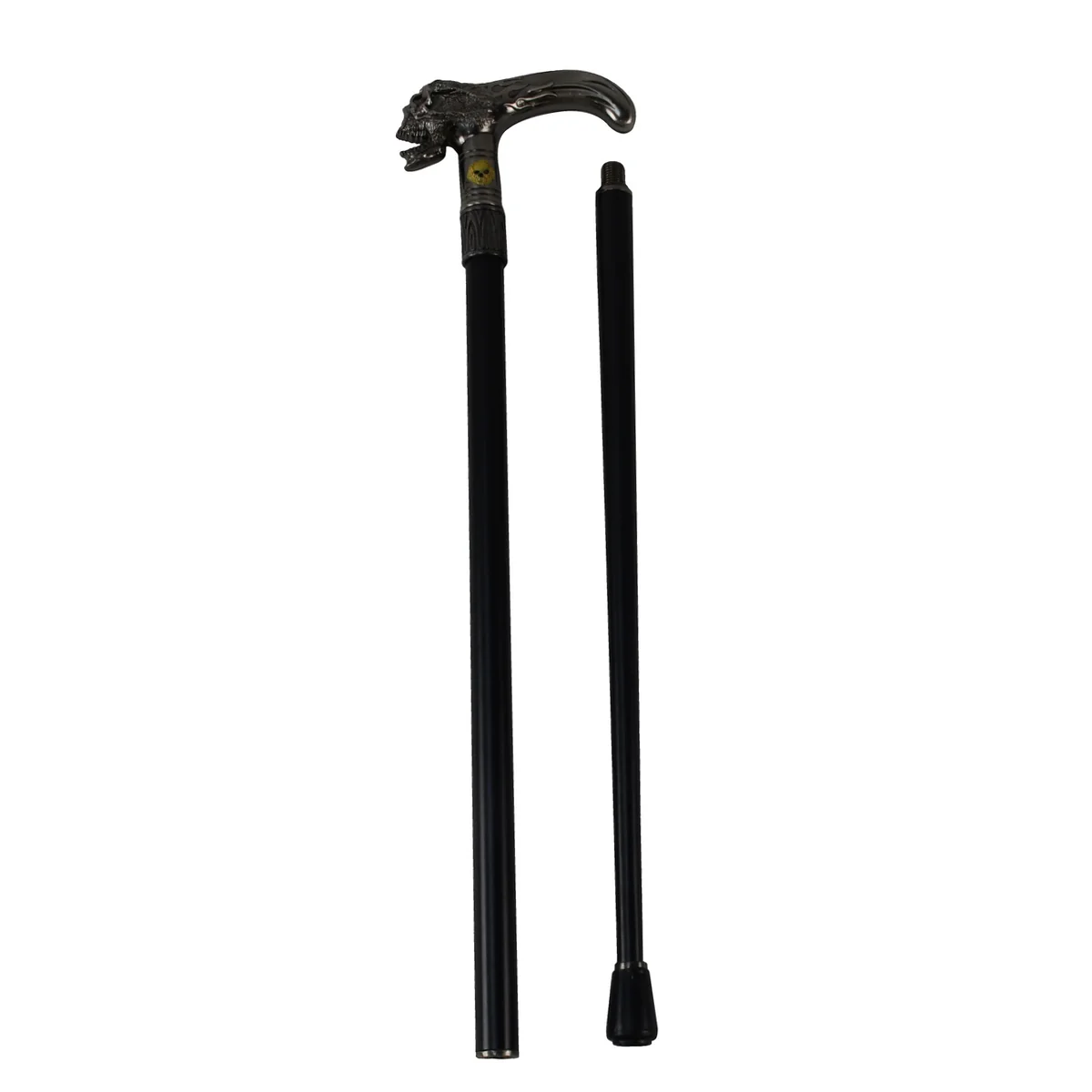 Screaming Biker Skull Flame Travel Cane Metal Shaft T Handle Head Walking Stick - Image 2