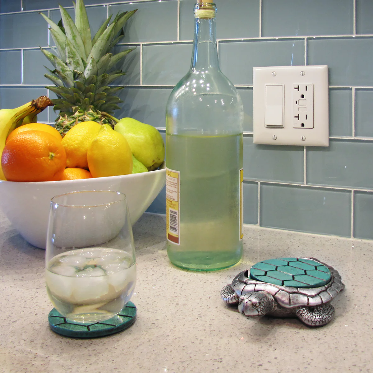 Sea Turtle Drink Coasters Set 4 Nautical Holder Coastal Beach Kitchen Home Decor - Image 4