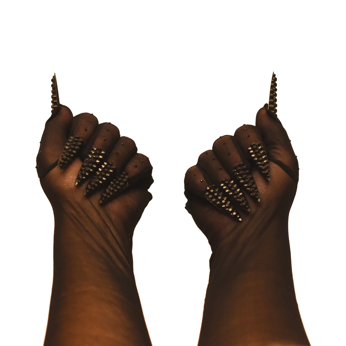 Sequin Black Claw Gloves Long Fake Gothic Nails Cosplay Halloween Party Costume - Image 2