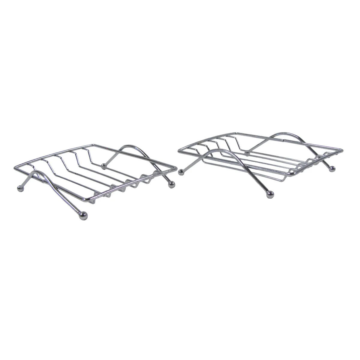 Set 2 Metal Kitchen Bathroom Sink Soap Bar Dishes Bath Shower Tray Sponge Holder - Image 3