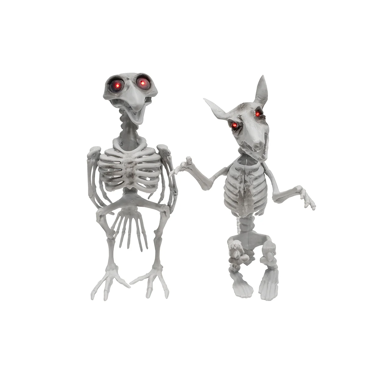 Set 2 Scary Light Up Skeleton Crow Rat Haunted House Prop Halloween Party Decor