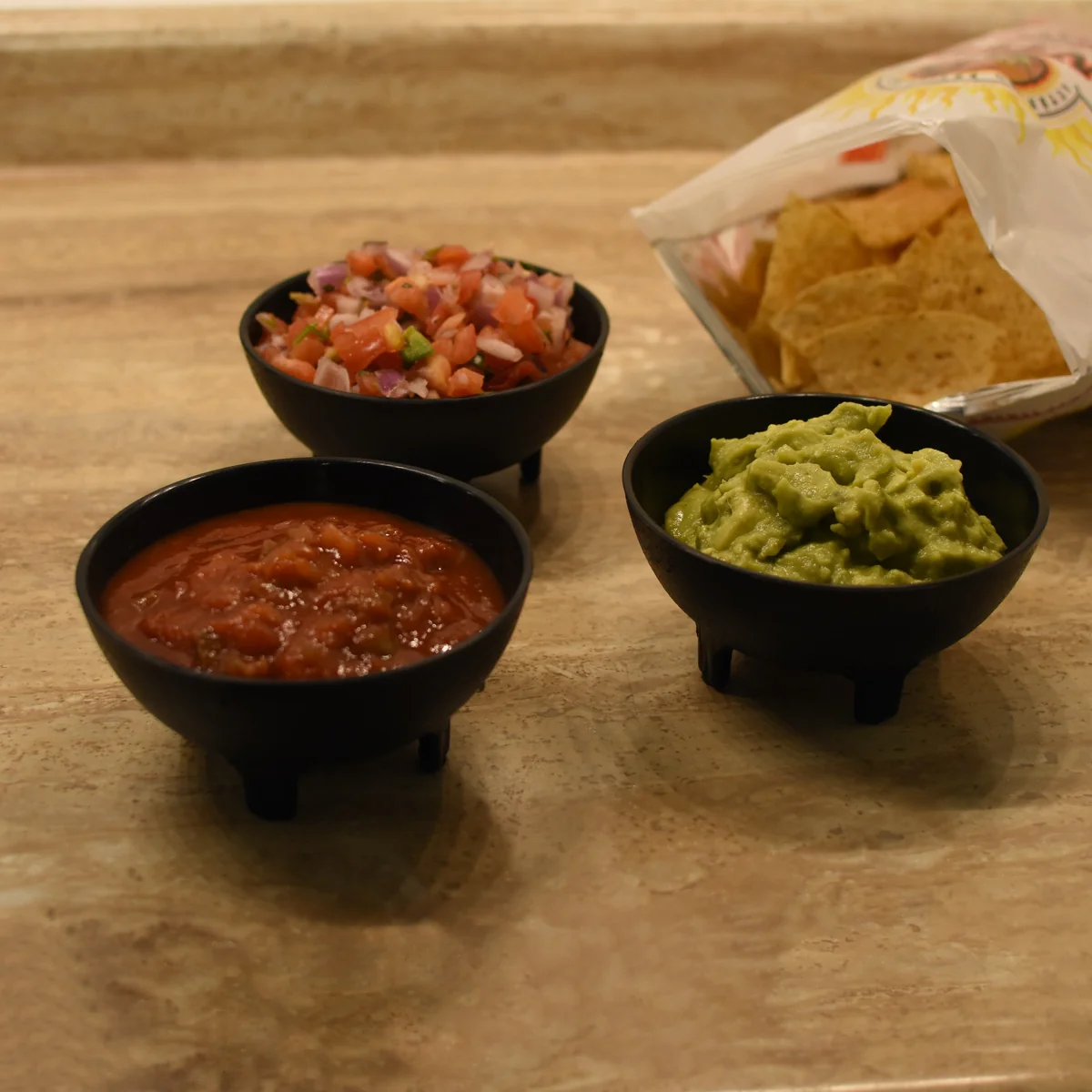 Set 3 Plastic Salsa Guacamole Dip Molcajete Serve Bowl Party Food Condiment Dish - Image 4