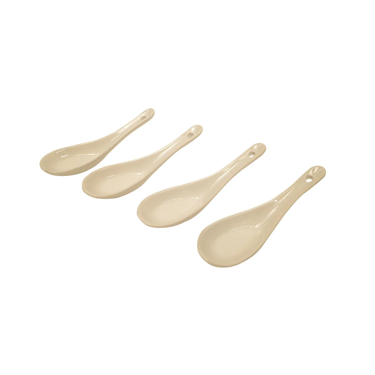 Set 4 White Porcelain Asian Chinese Japanese Food Miso Ramen Spoon Soup Utensil