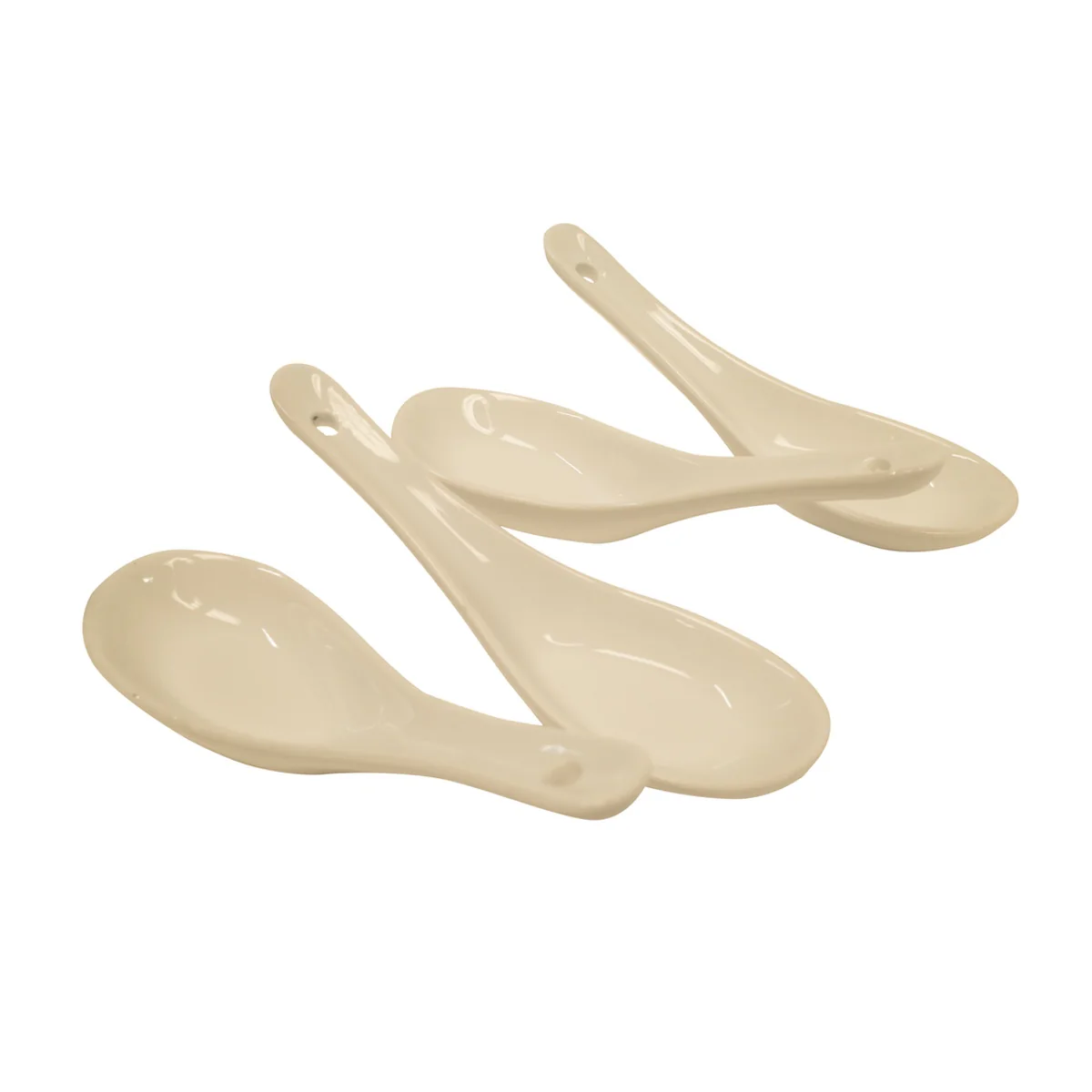 Set 4 White Porcelain Asian Chinese Japanese Food Miso Ramen Spoon Soup Utensil - Image 3