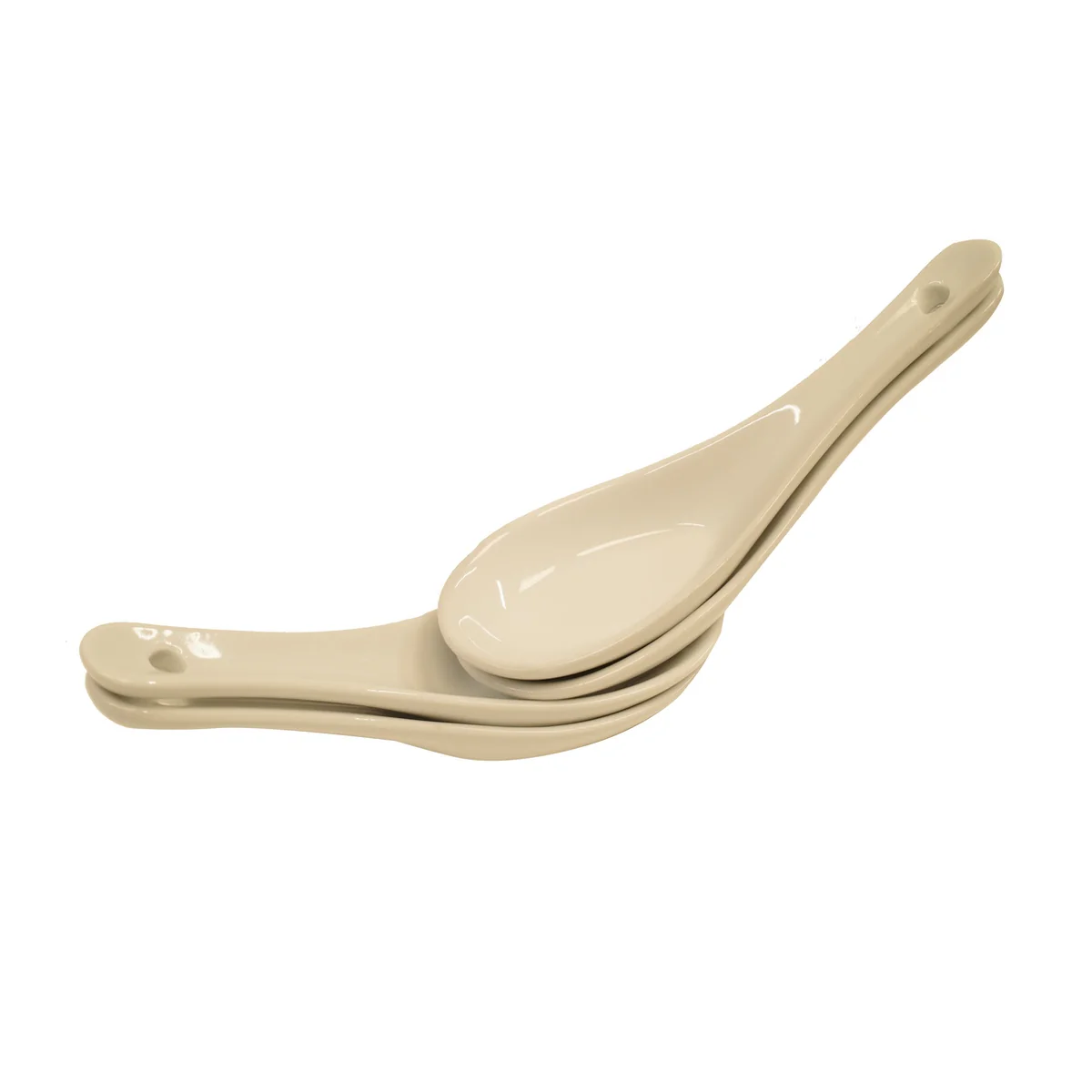Set 4 White Porcelain Asian Chinese Japanese Food Miso Ramen Spoon Soup Utensil - Image 4