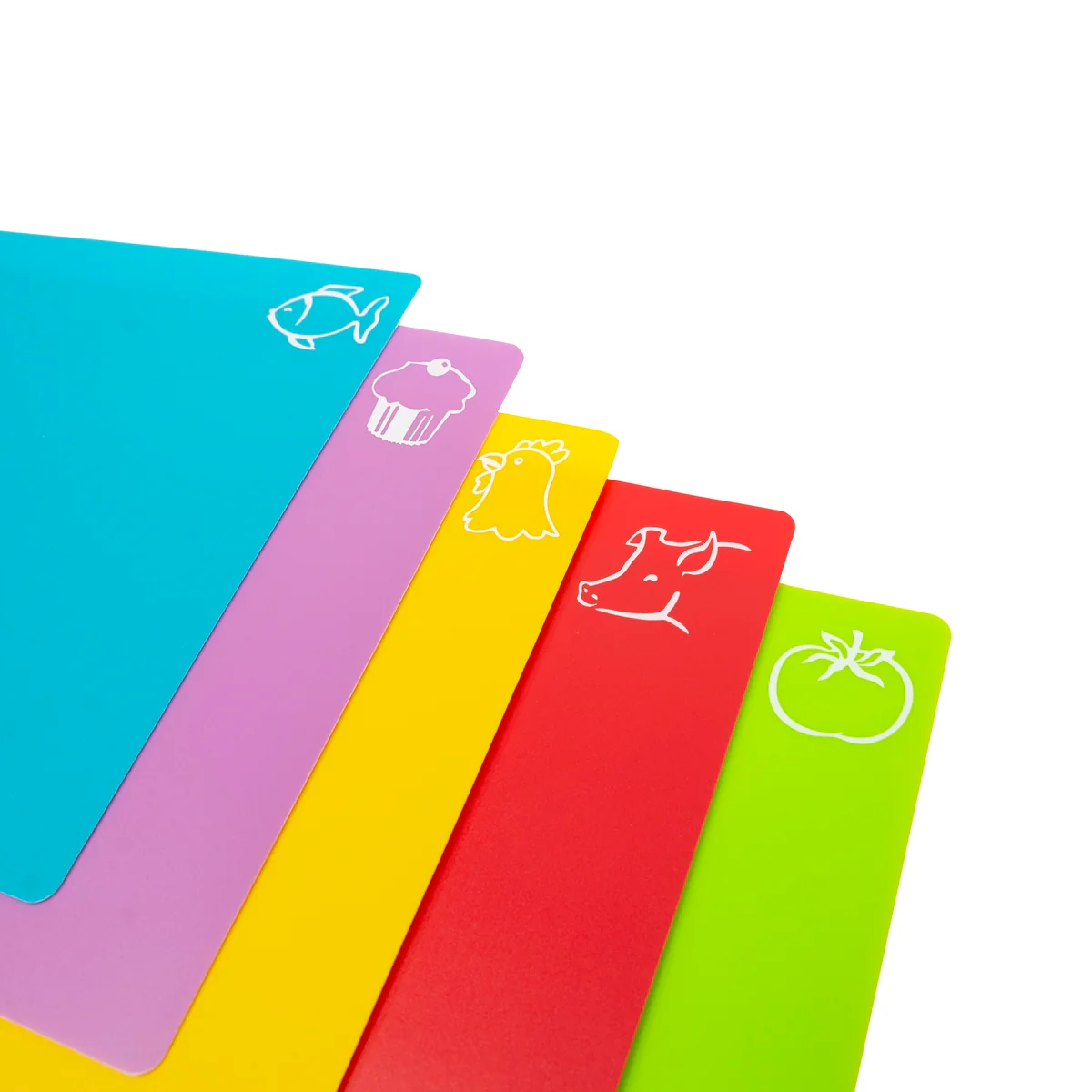 Set 5 Color Coded Flexible Plastic Cut Chopping Board Mat Cook Prep Kitchen Tool - Image 2