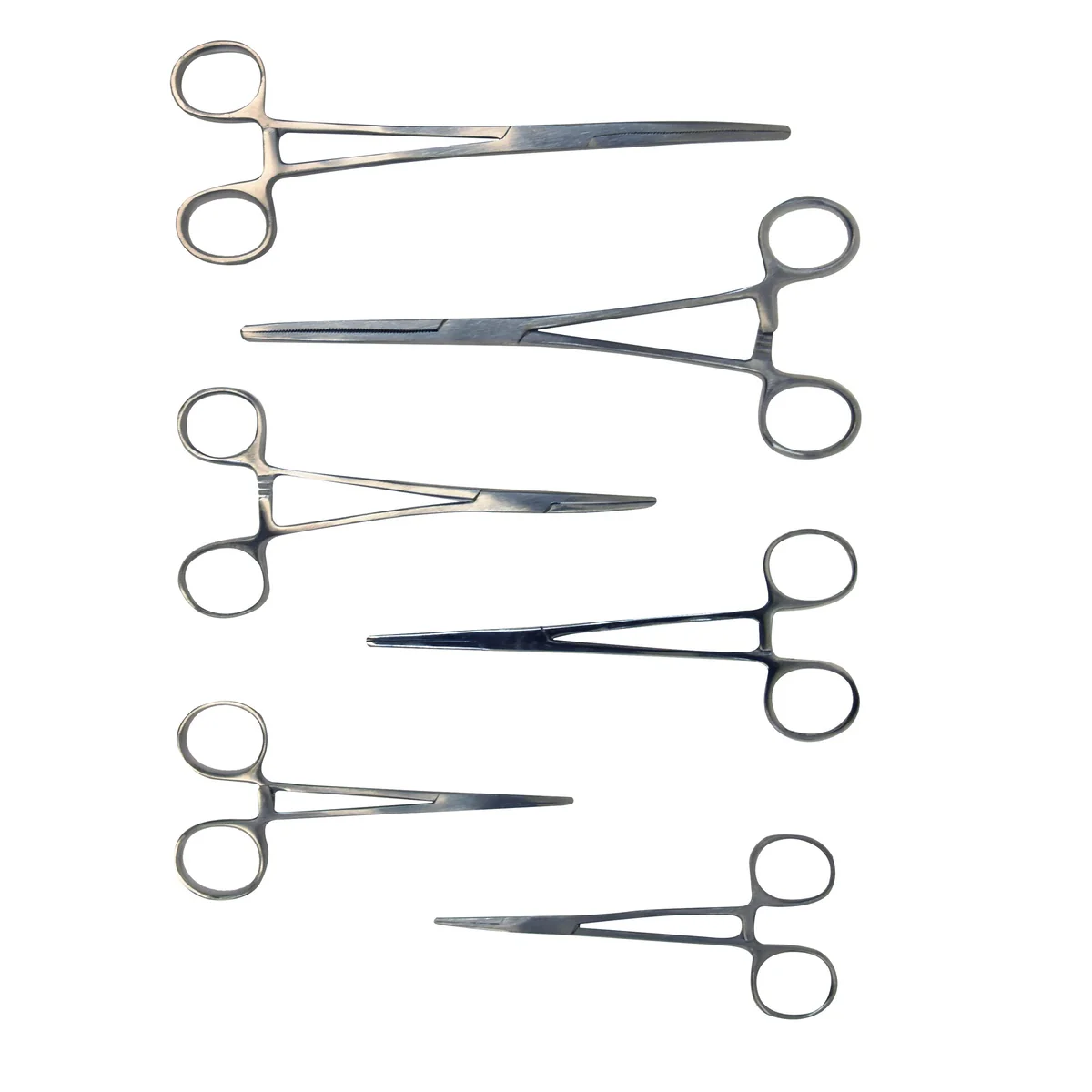 Set 6 Stainless Steel Straight Curved Locking Hemostat Forceps Pierce Clamp Tool