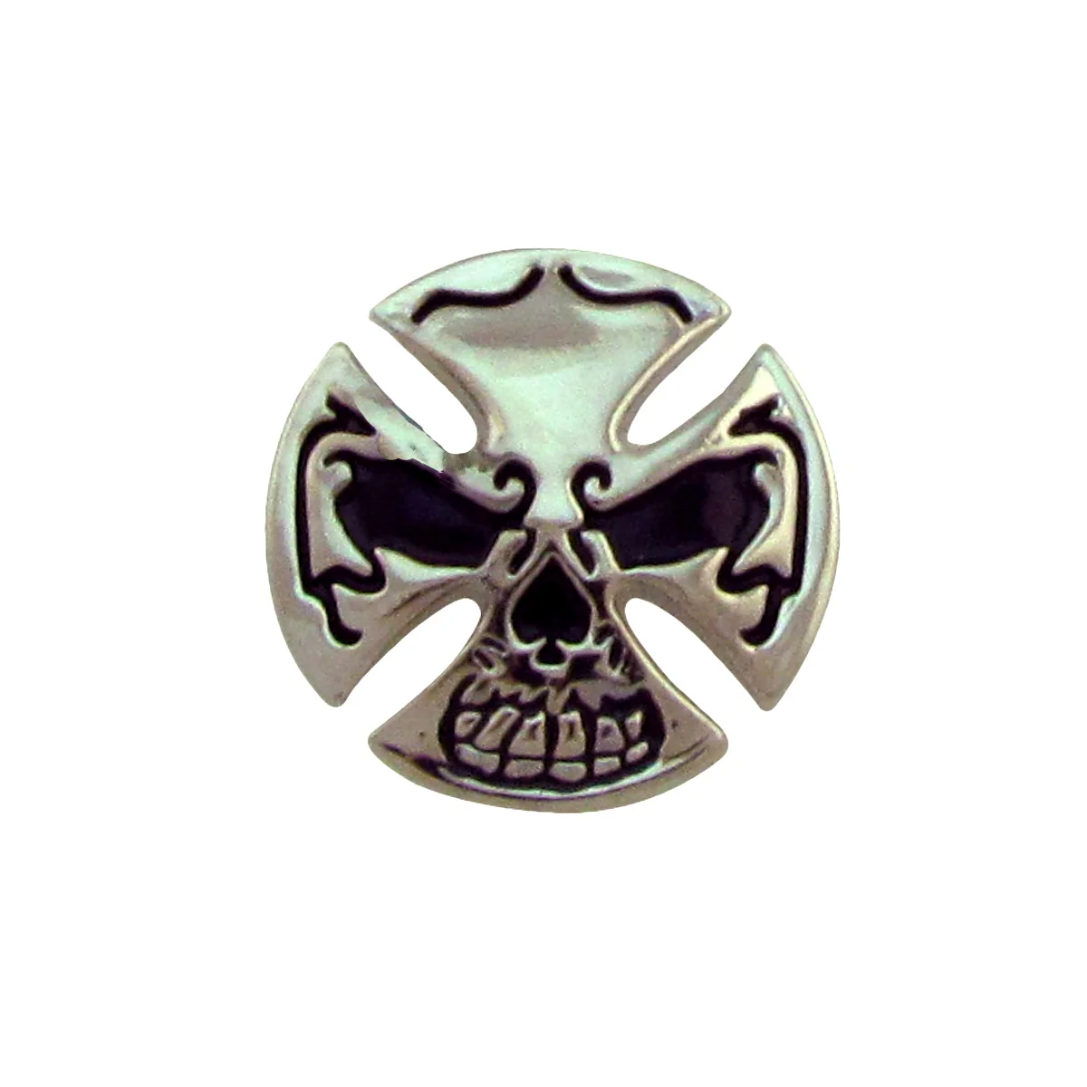 Silver Biker Skull Metal Cross Concho 3D Motorcycle Leathercraft Accessory Gift