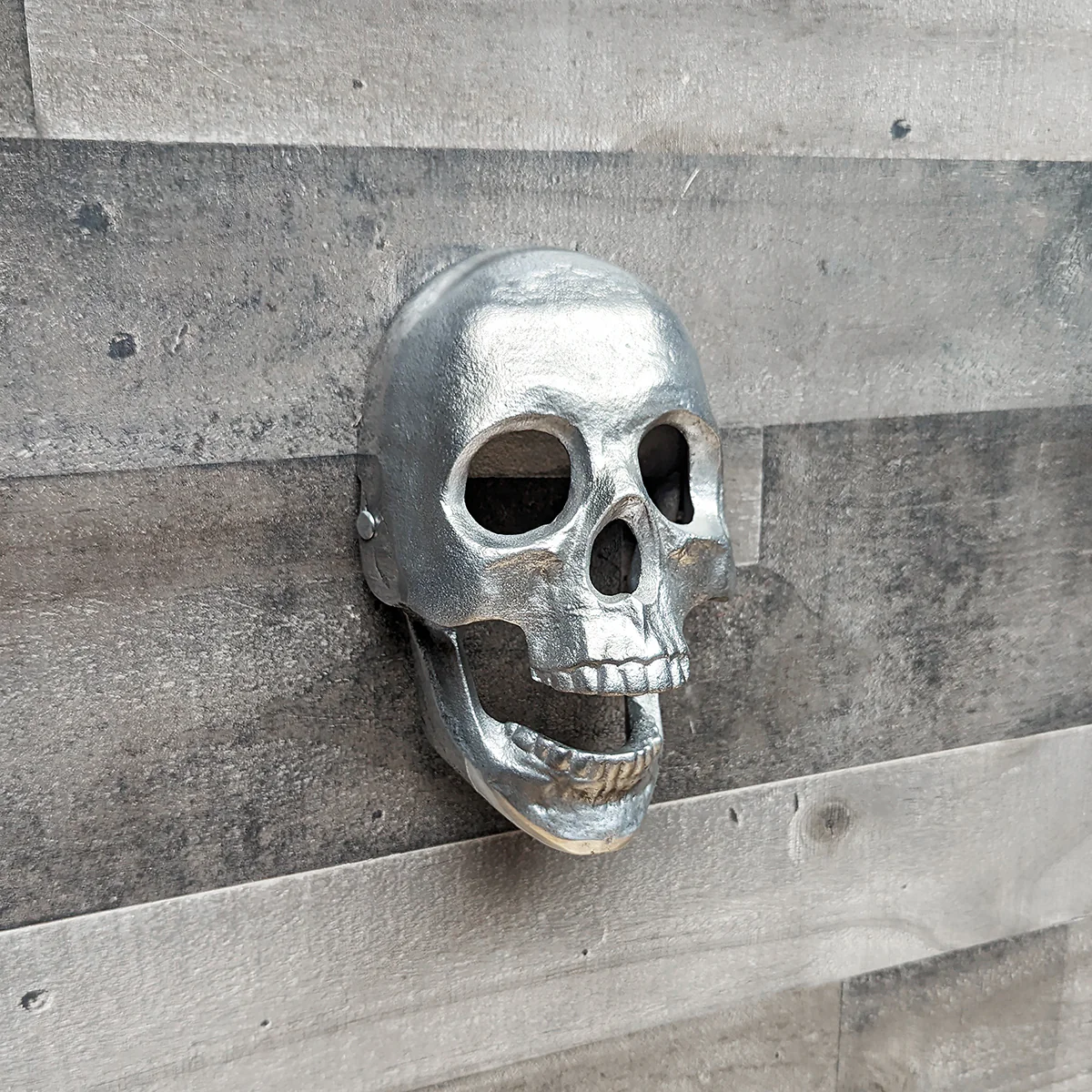 Silver Metal Skull Jaw Doorknocker Heavy Duty Iron Knocker Front Door Home Decor - Image 4