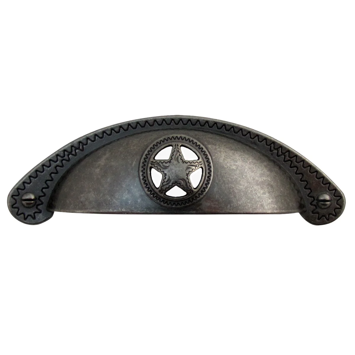 Silver Metal Star Rustic Kitchen Handle Round Pull Knob Pewter Drawer Hardware